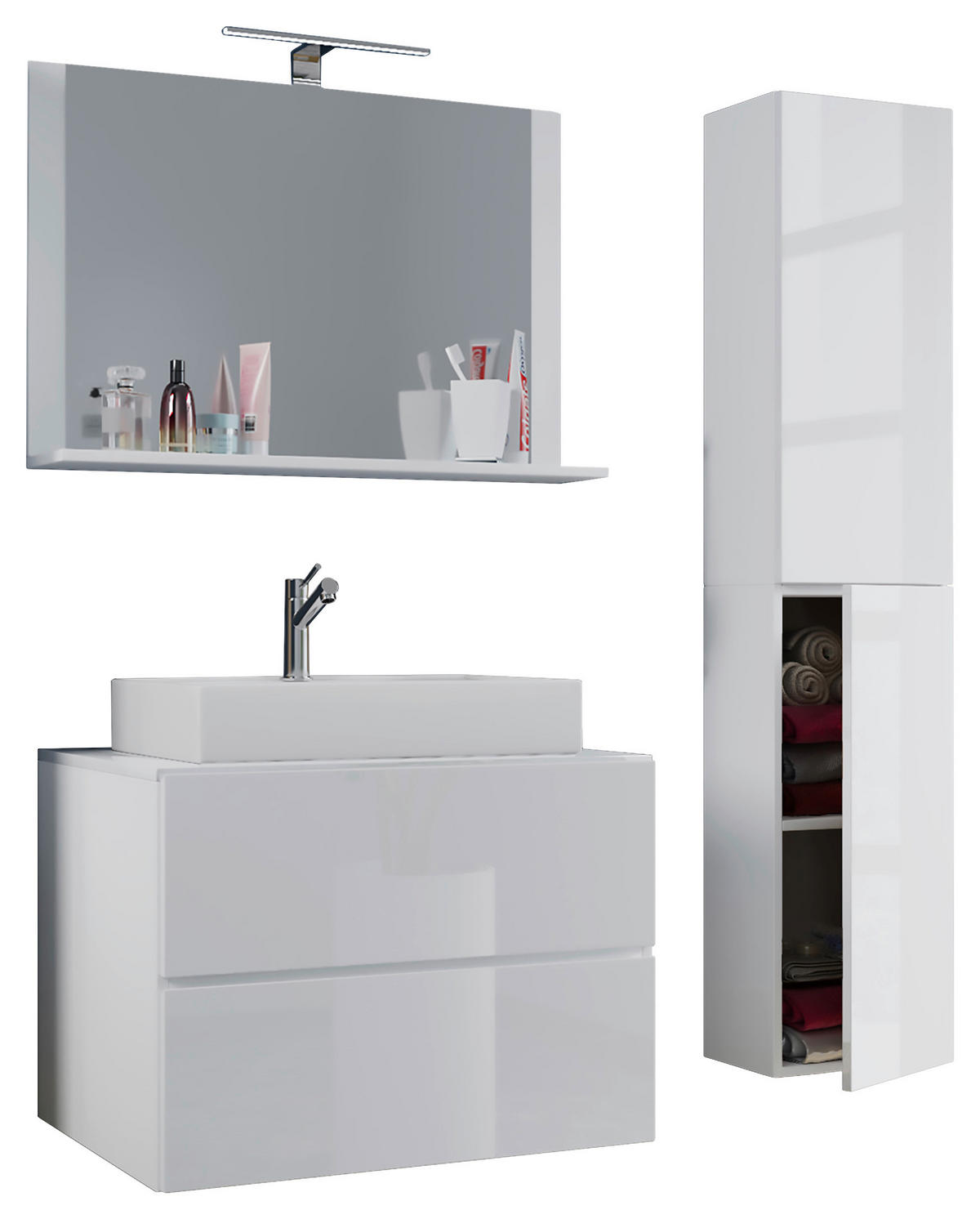 Waschplatz 4tlg-Lendas weiß weiß B/H/T: ca. 80x52x52 cm 4tlg-Lendas - weiß (80,00/52,00/52,00cm) - VCM Möbel