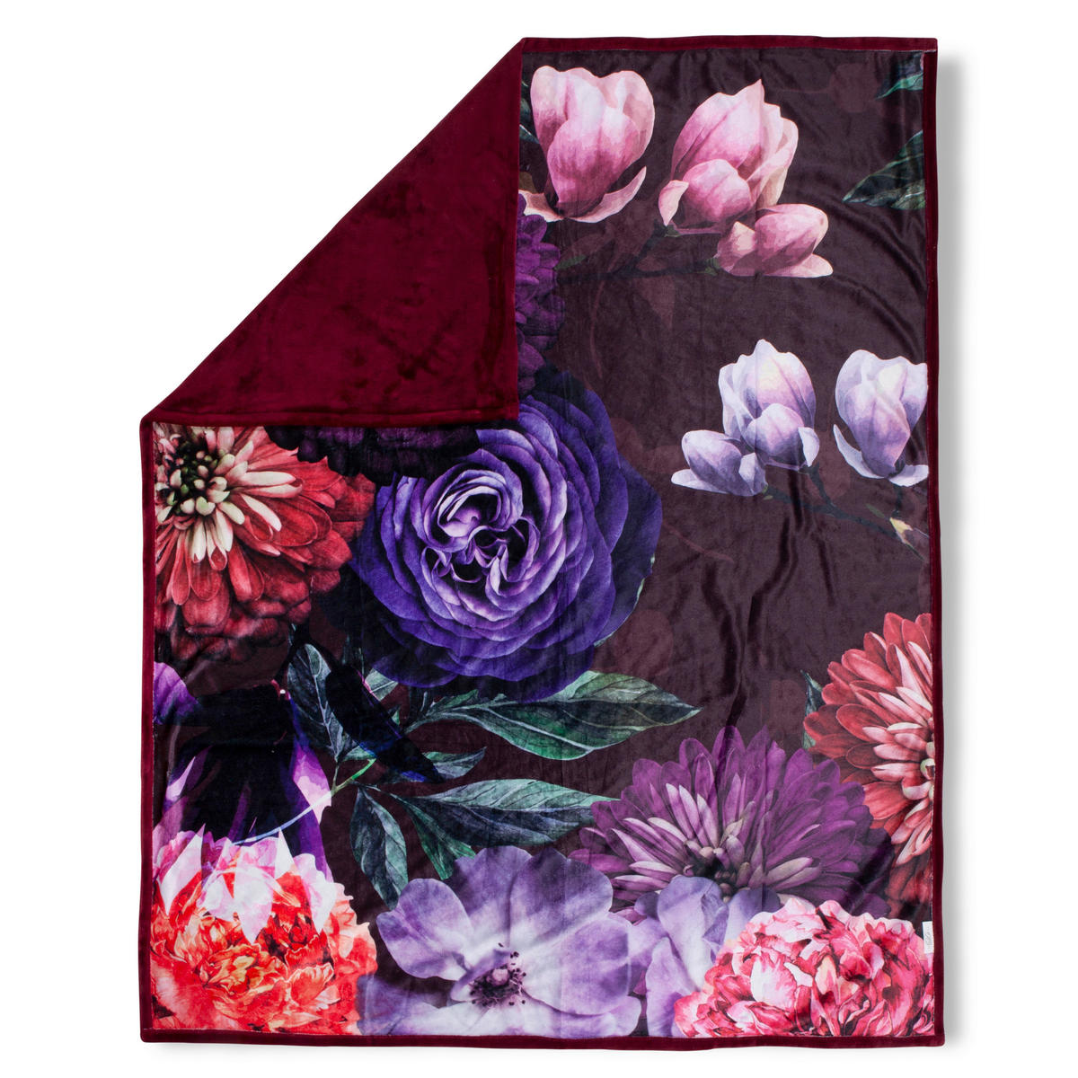 Wohndecke Bloomie Polysamt Bloomie - bordeaux (130,00/160,00cm) - Descanso