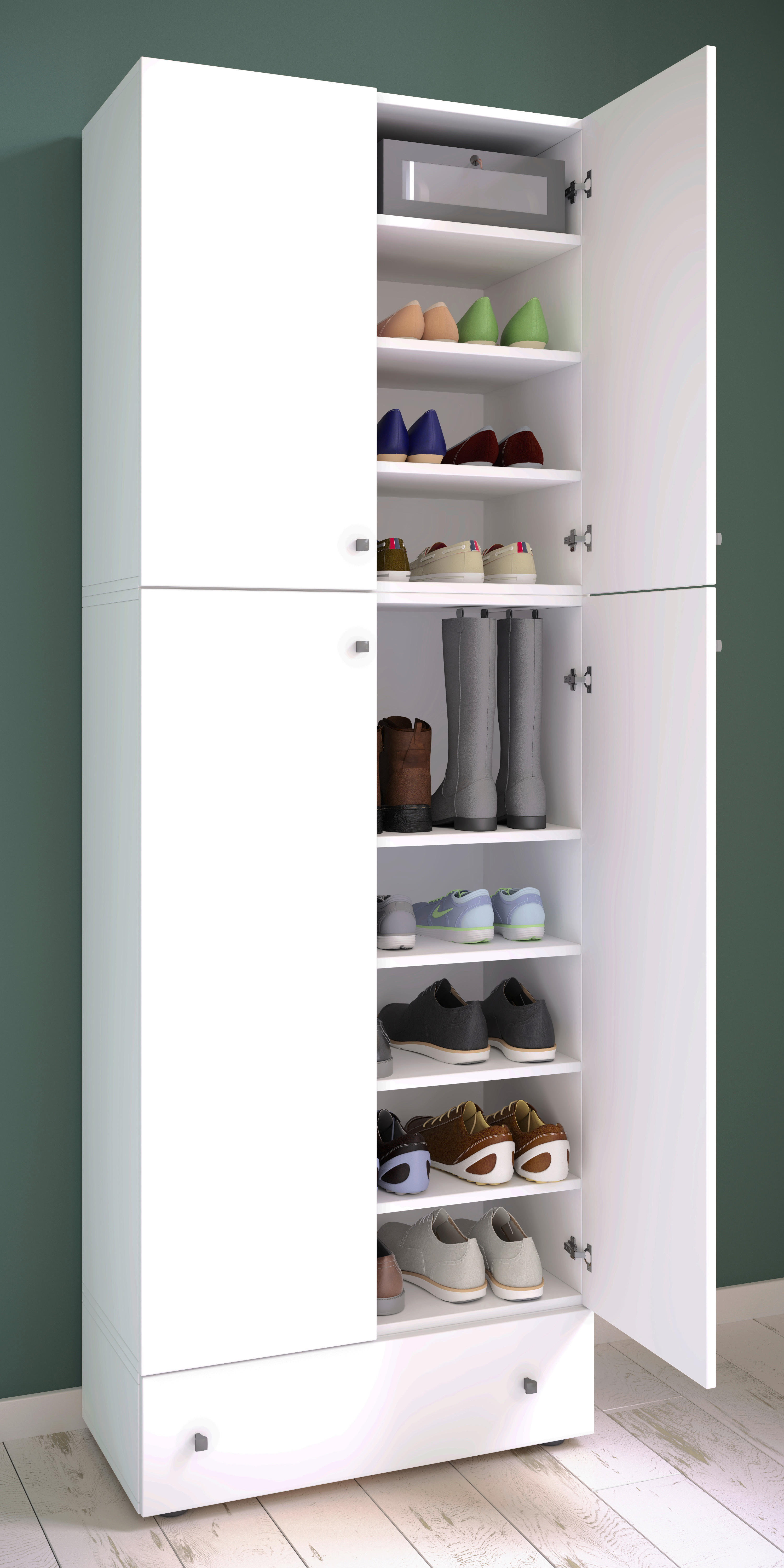 Schuhschrank Lona weiß B/H/T: ca. 70x200x39 cm Lona - weiß (70,00/200,00/39,00cm) - VCM Möbel