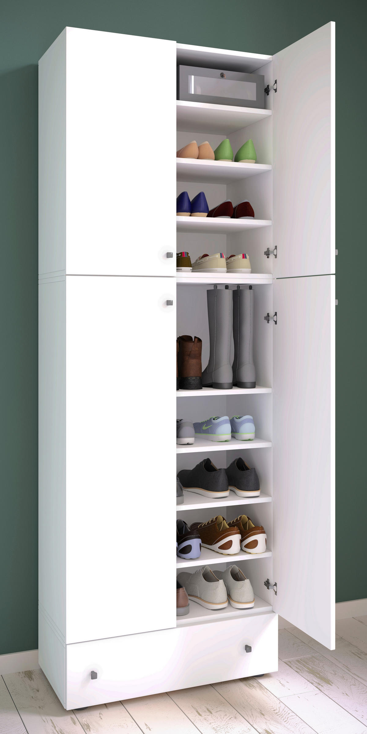 Schuhschrank Lona weiß B/H/T: ca. 70x200x39 cm Lona - weiß (70,00/200,00/39,00cm) - VCM Möbel