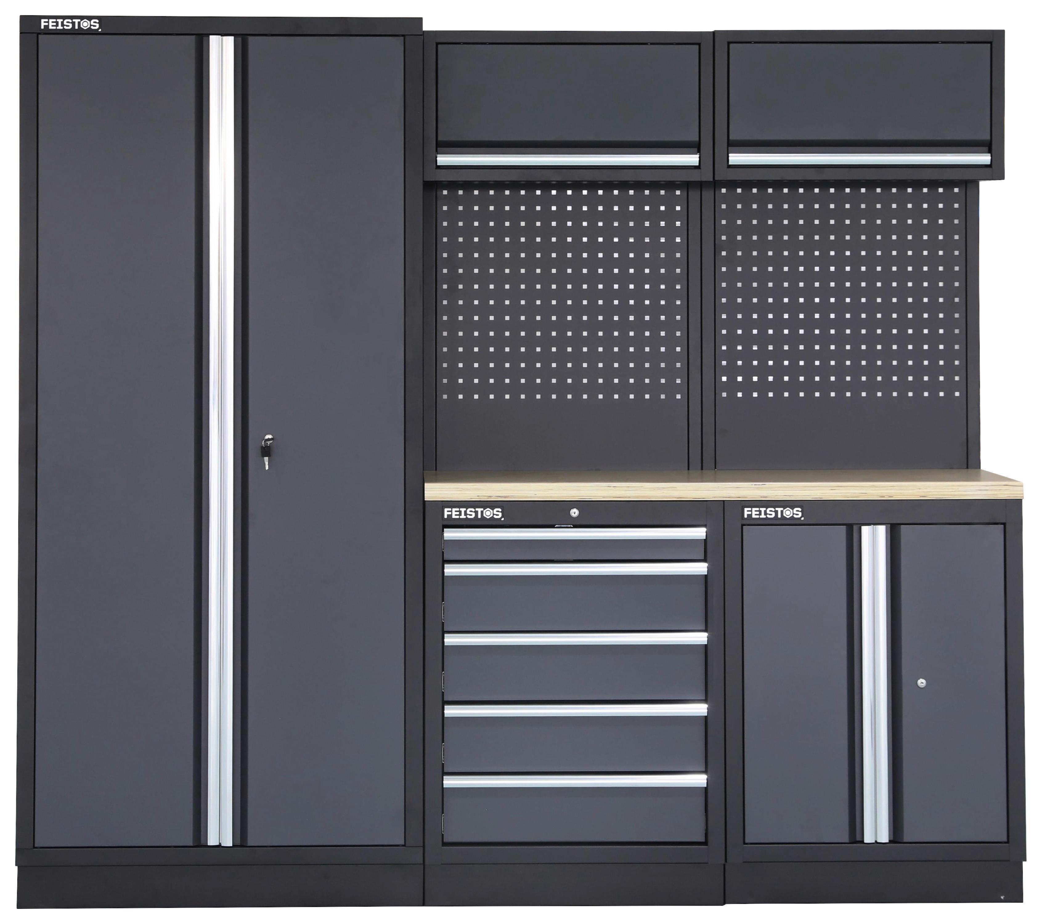 Werkstatteinrichtung Apollo schwarz B/H/L: ca. 228x200x46 cm Apollo - schwarz/anthrazit (46,00/228,00/200,00cm) - Feistos