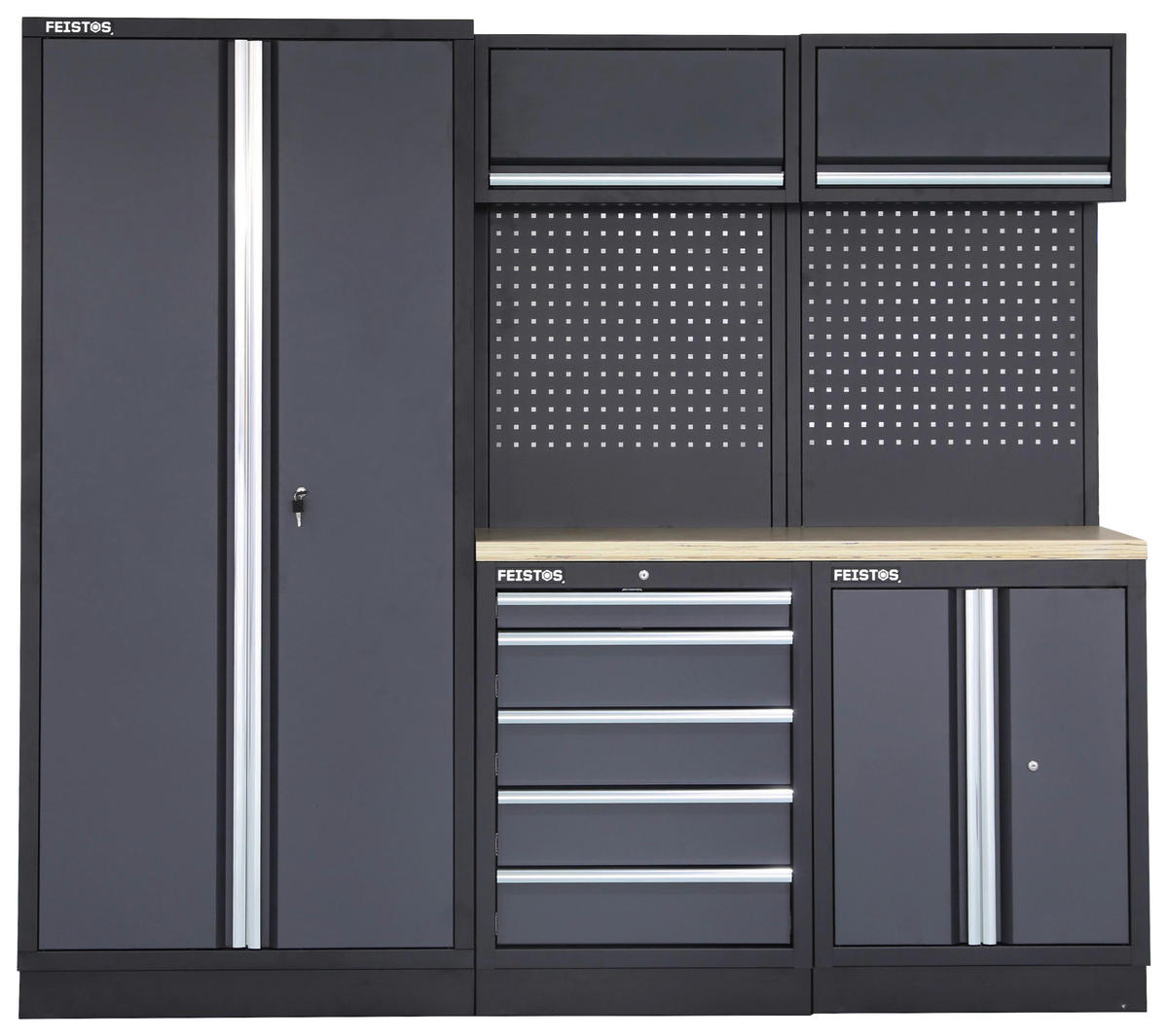 Werkstatteinrichtung Apollo schwarz B/H/L: ca. 228x200x46 cm Apollo - schwarz/anthrazit (46,00/228,00/200,00cm) - Feistos