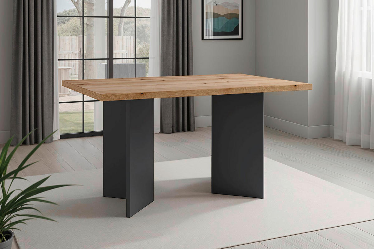 Tisch MARTEN Eiche anthrazit B/H/T: ca. 138x75,5x90 cm MARTEN - Eiche/anthrazit (138,00/75,50/90,00cm) - byLIVING