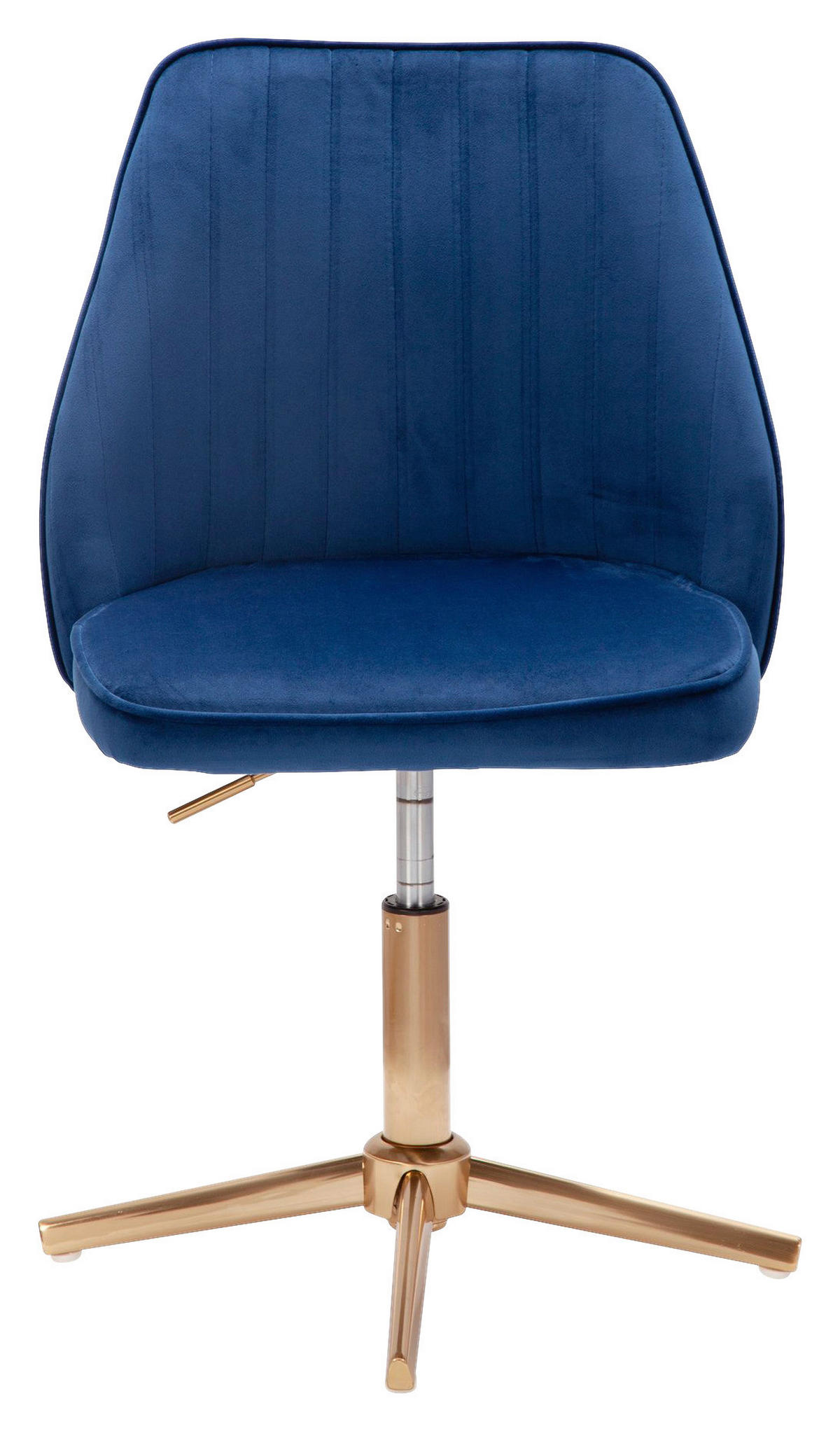 Drehstuhl blau Samt Eisen Drehstuhl - blau (47,00/100,00/46,00cm) - Wohnling