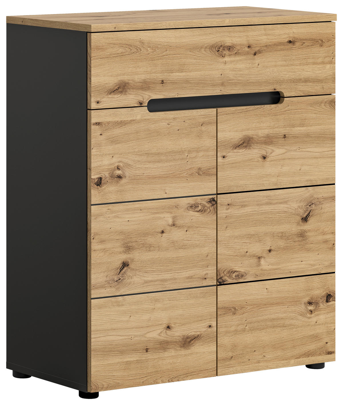 Schuhkommode CANU edles Basaltgrau Nachbildung Eiche Artisan Nachbildung B/H/T: ca. 80x94x37 cm CANU - Eiche/edles Basaltgrau (80,00/94,00/37,00cm) - xonox.home