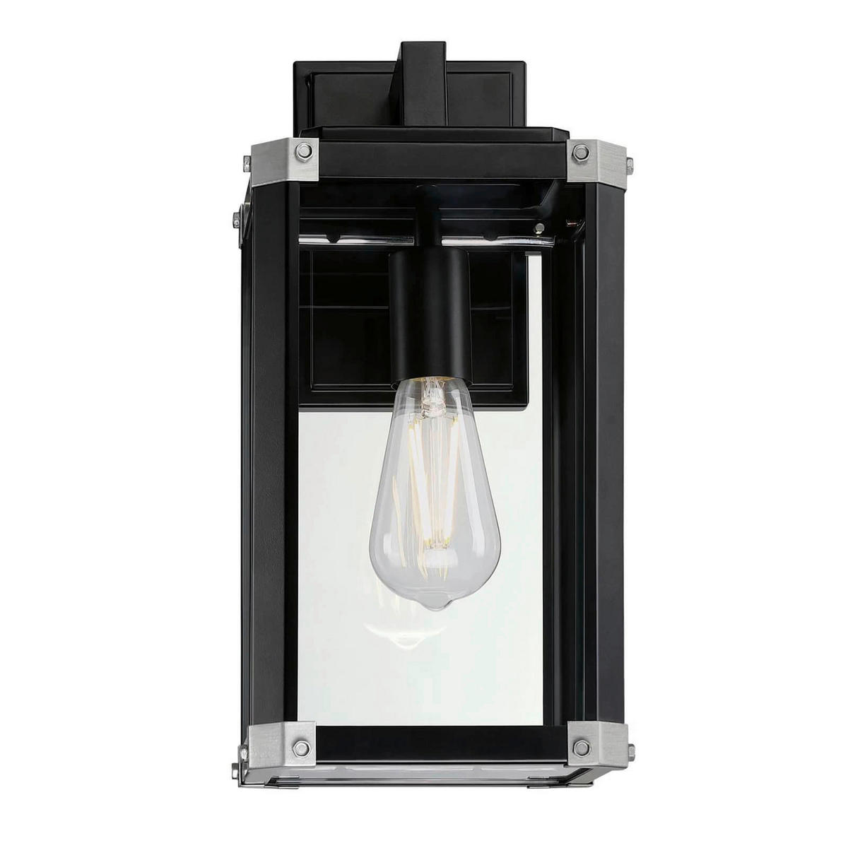 Westinghouse Außenwandleuchte Glendora mattschwarz Metall Glas B/H/L: ca. 18x38x21 cm E27 1 Brennstellen Glendora - mattschwarz (21,00/18,00/38,00cm) - Westinghouse