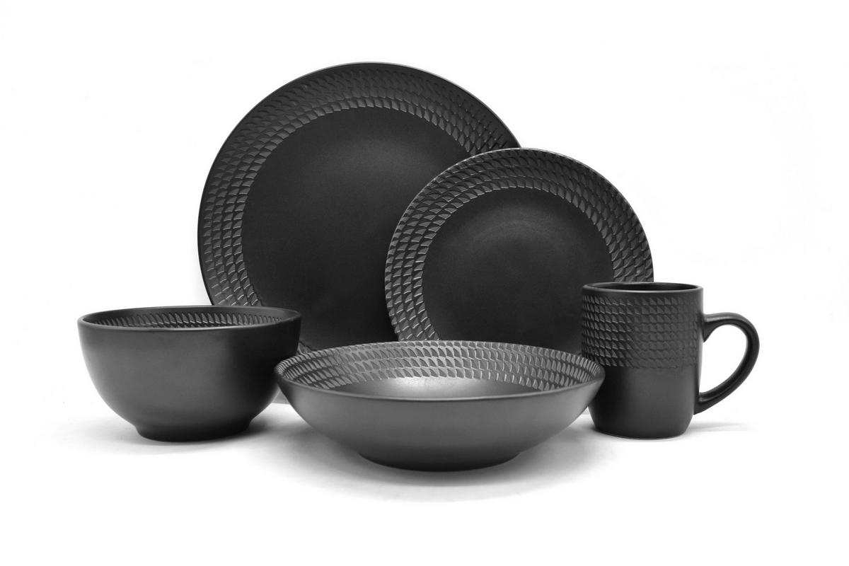 ECHTWERK Kombiservice BlackStyle schwarz Steingut 30 tlg. BlackStyle - schwarz (47,00/44,50/31,50cm) - ECHTWERK