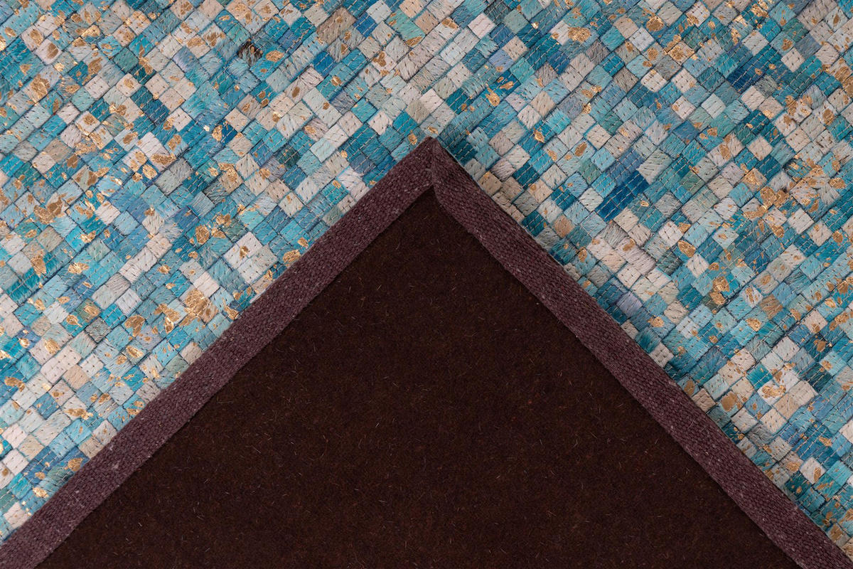 Arte Espina Flachflorteppich Finish 125 hellblau B/H/L: ca. 200x0,5x290 cm Finish 125 - hellblau/gold (290,00/200,00/0,50cm) - Arte Espina