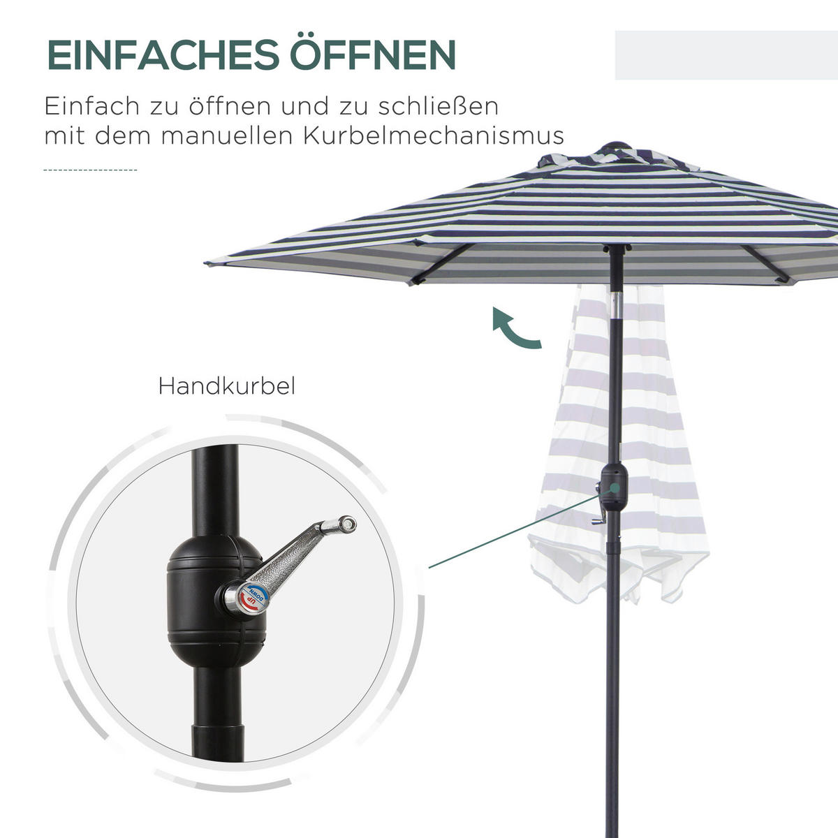 Outsunny Sonnenschirm blau Metall Sonnenschirm - blau/weiß - Outsunny