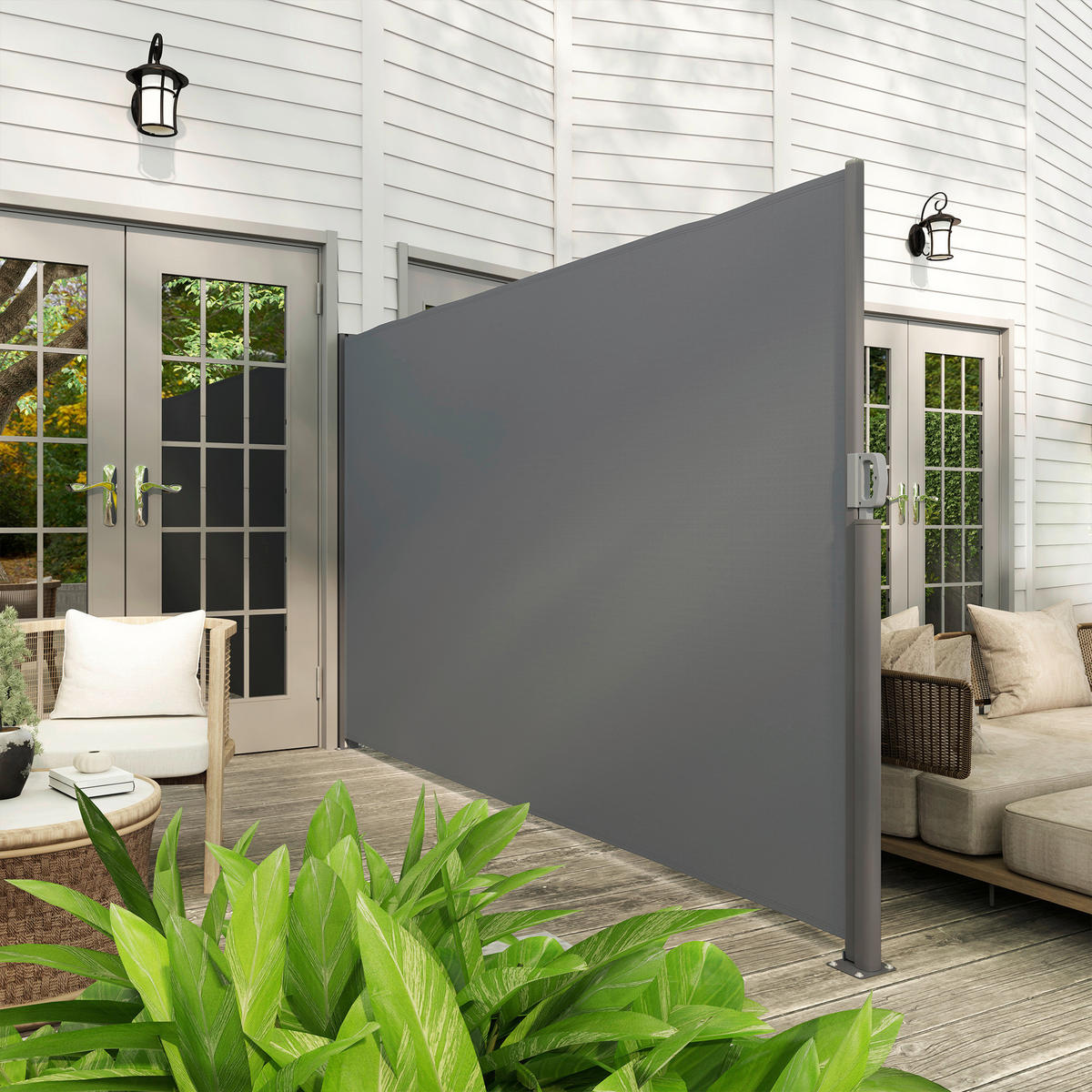 Outsunny Seitenmarkise dunkelgrau Aluminium B/H/L: ca. 1x180x300 cm Seitenmarkise - dunkelgrau (300,00/1,00/180,00cm) - Outsunny