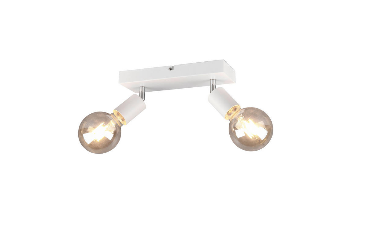 Reality Spotbalken R80182031Vannes weiß Metall B/H/T: ca. 26x12x9 cm E27 2 Brennstellen Vannes - weiß (26,00/12,00/9,00cm) - Reality