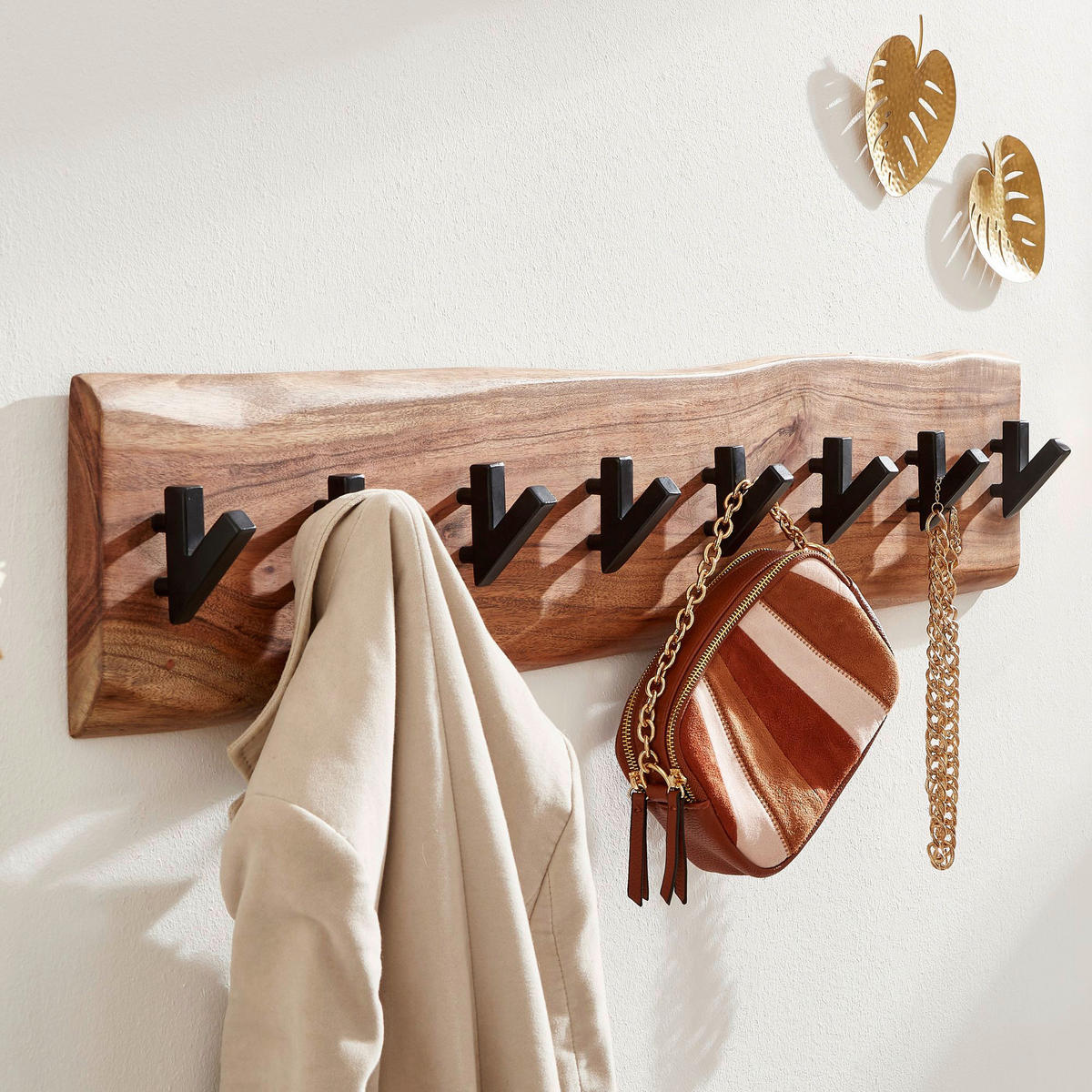 Wandgarderobe B/H/T: ca. 90x19x9 cm Wandgarderobe - (90,00/19,00/9,00cm) - Wohnling