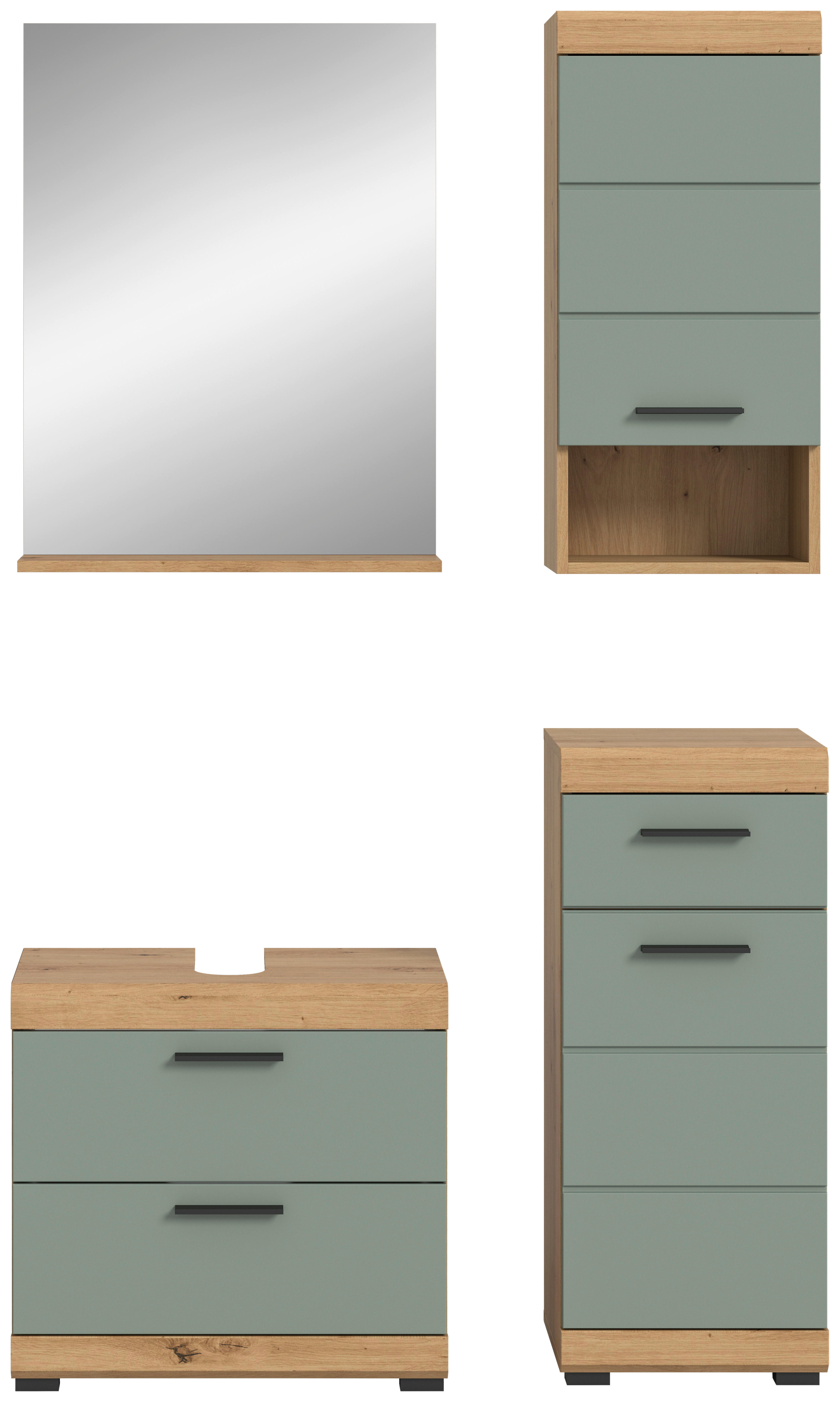 Badezimmer-Set Scout Eiche Artisan Nachbildung salbei Nachbildung B/H/T: ca. 112x191x37 cm Scout - Eiche/salbei (112,00/191,00/37,00cm) - xonox.home