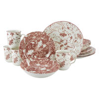 CreaTable Kombiservice Damask rot Steingut 16 tlg. Damask - rot - CreaTable