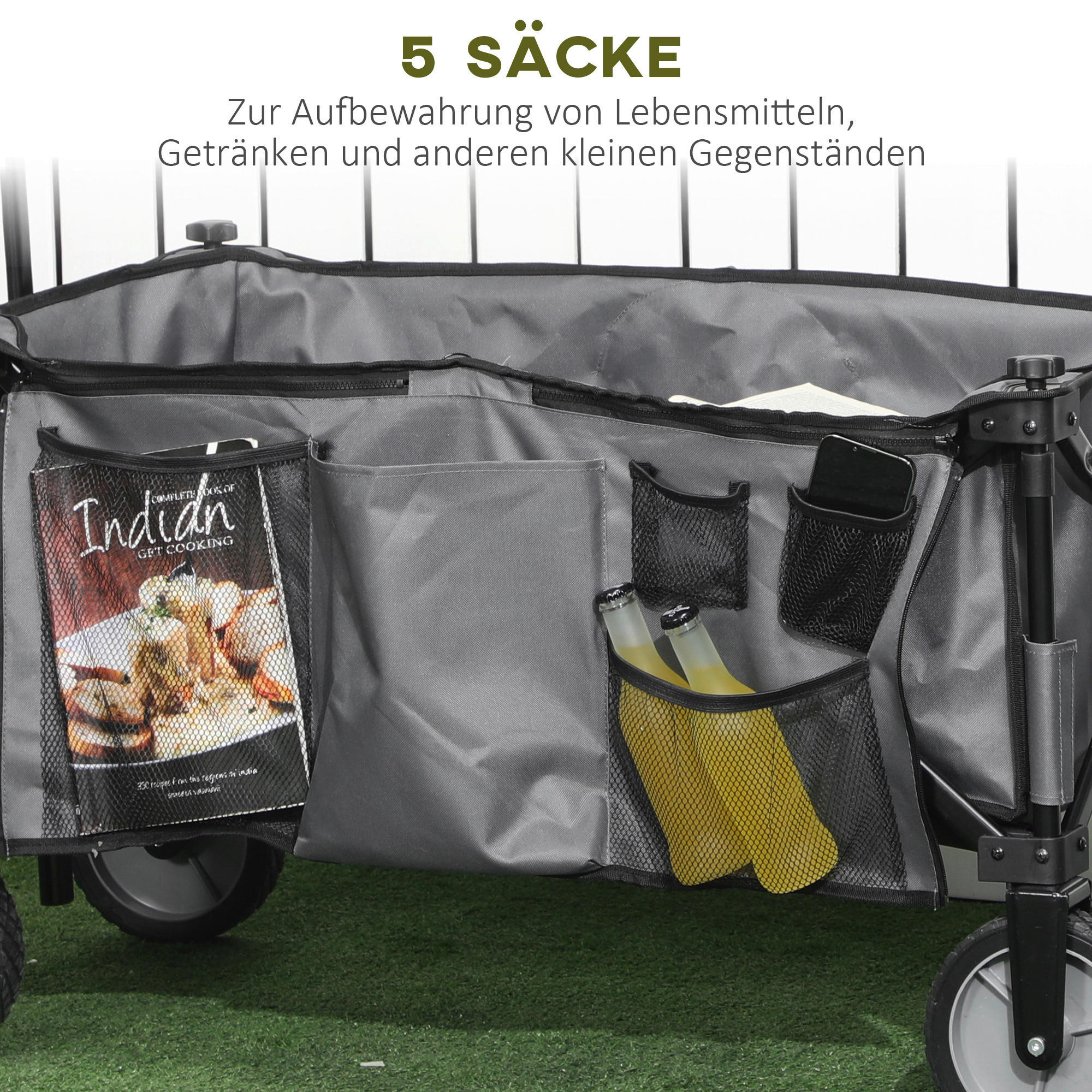 Outsunny Bollerwagen dunkelgrau B/H/L: ca. 55x93x108 cm Bollerwagen - dunkelgrau (108,00/55,00/93,00cm) - Outsunny