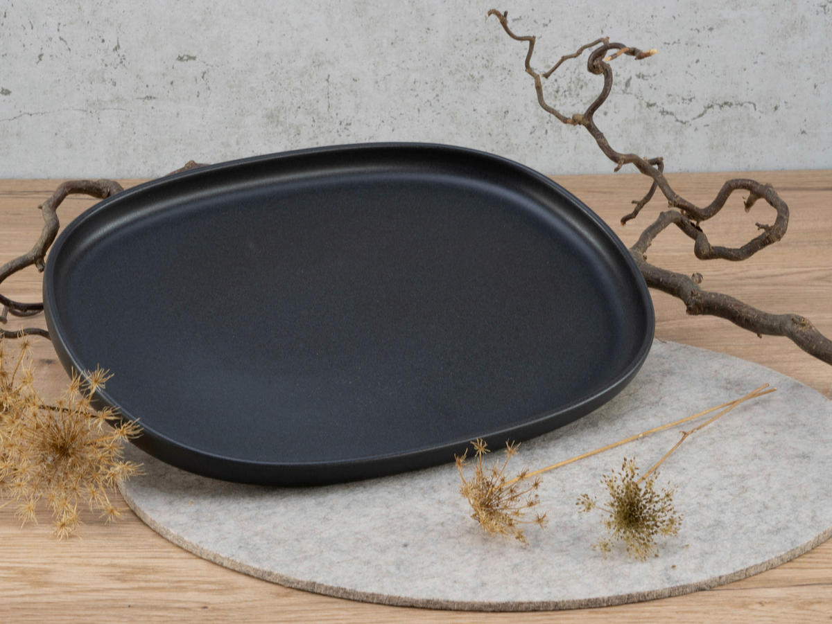 CreaTable Servierplatte Uno Black anthrazit Steinzeug Uno Black - anthrazit - CreaTable