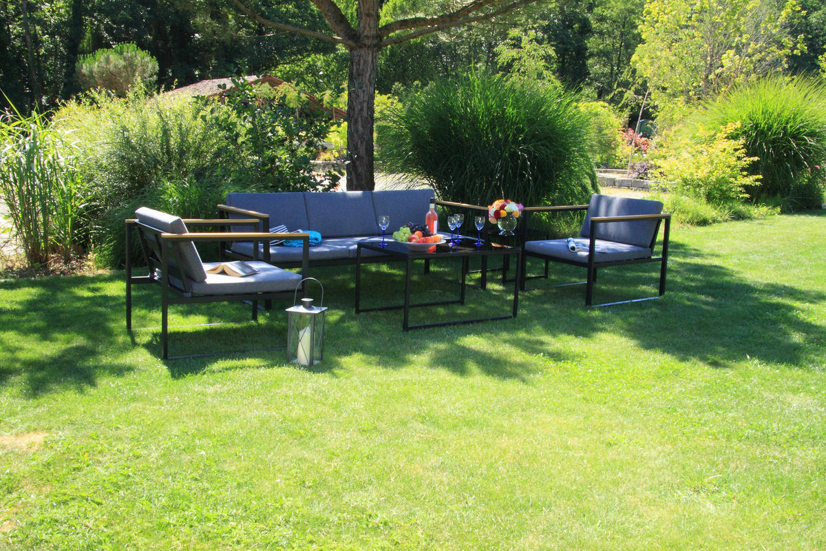 Acamp Loungeset Space anthrazit Stahl Space - anthrazit/teak - Acamp