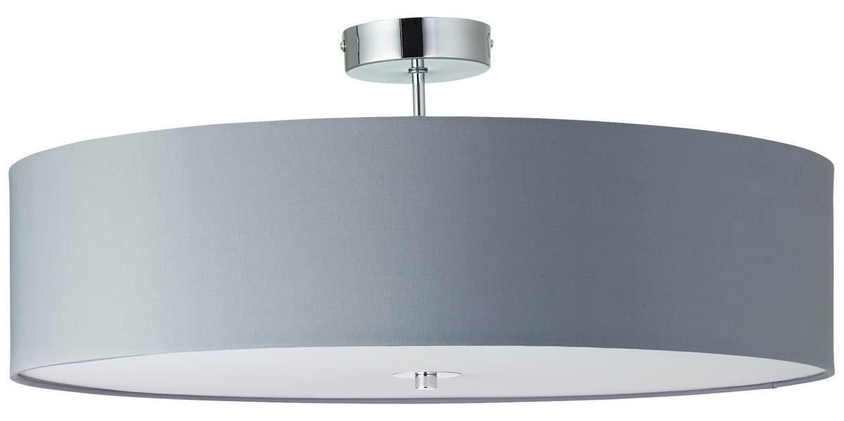 Brilliant Deckenleuchte Andria 93522/22 hellgrau Chrom Textil Metall H/D: ca. 26,5x60 cm E27 3 Brennstellen Andria - hellgrau/Chrom (60,00/26,50cm) - Brilliant