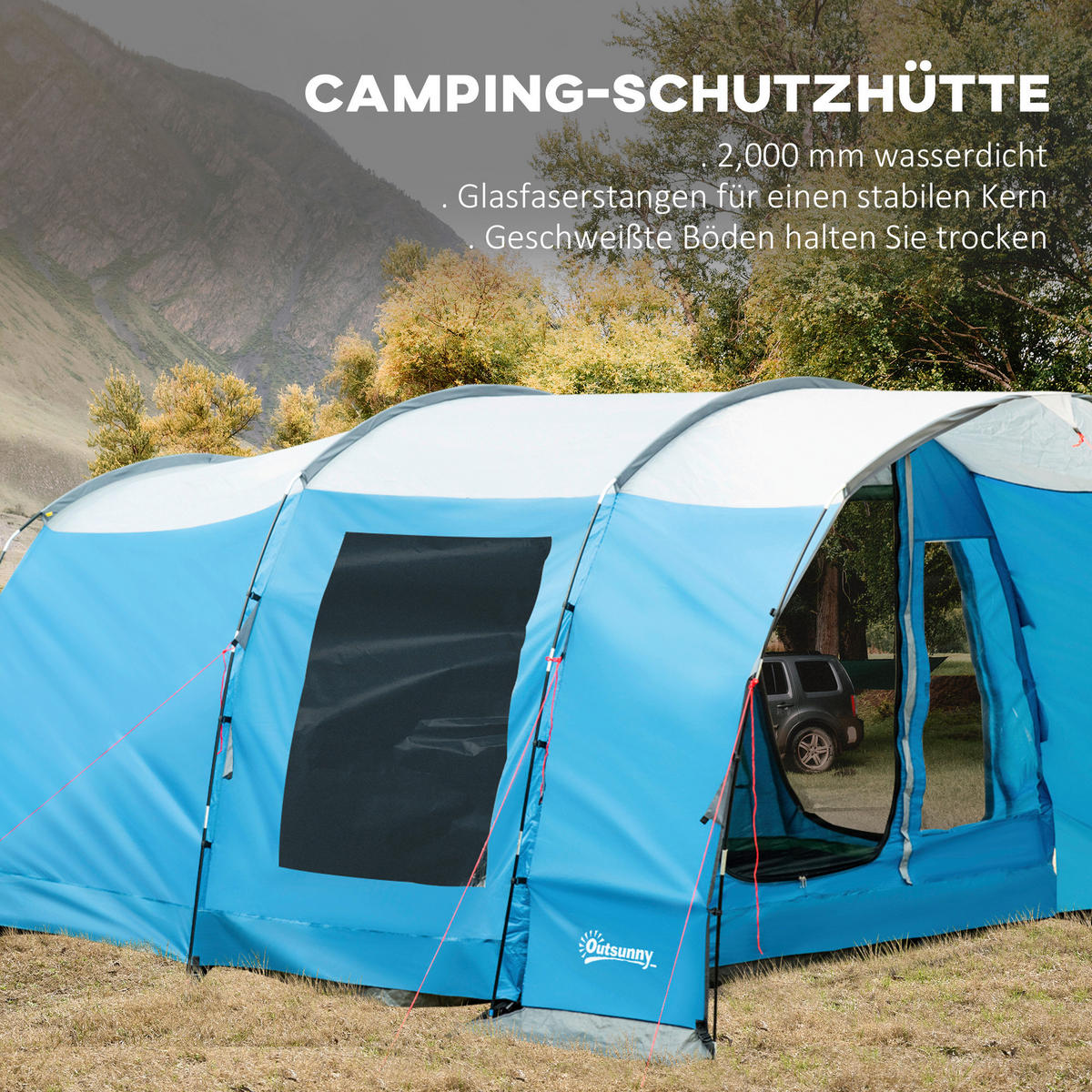 Outsunny Campingartikel B/H/L: ca. 275x445x195 cm Campingzelt - blau (195,00/275,00/445,00cm) - Outsunny
