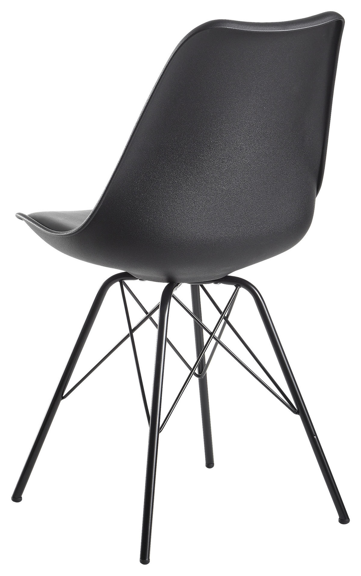 Stuhl 2er.-Set. schwarz Kunstleder Eisen B/H/T: ca. 58x86x48 cm 2er.-Set. - schwarz (58,00/86,00/48,00cm) - Wohnling