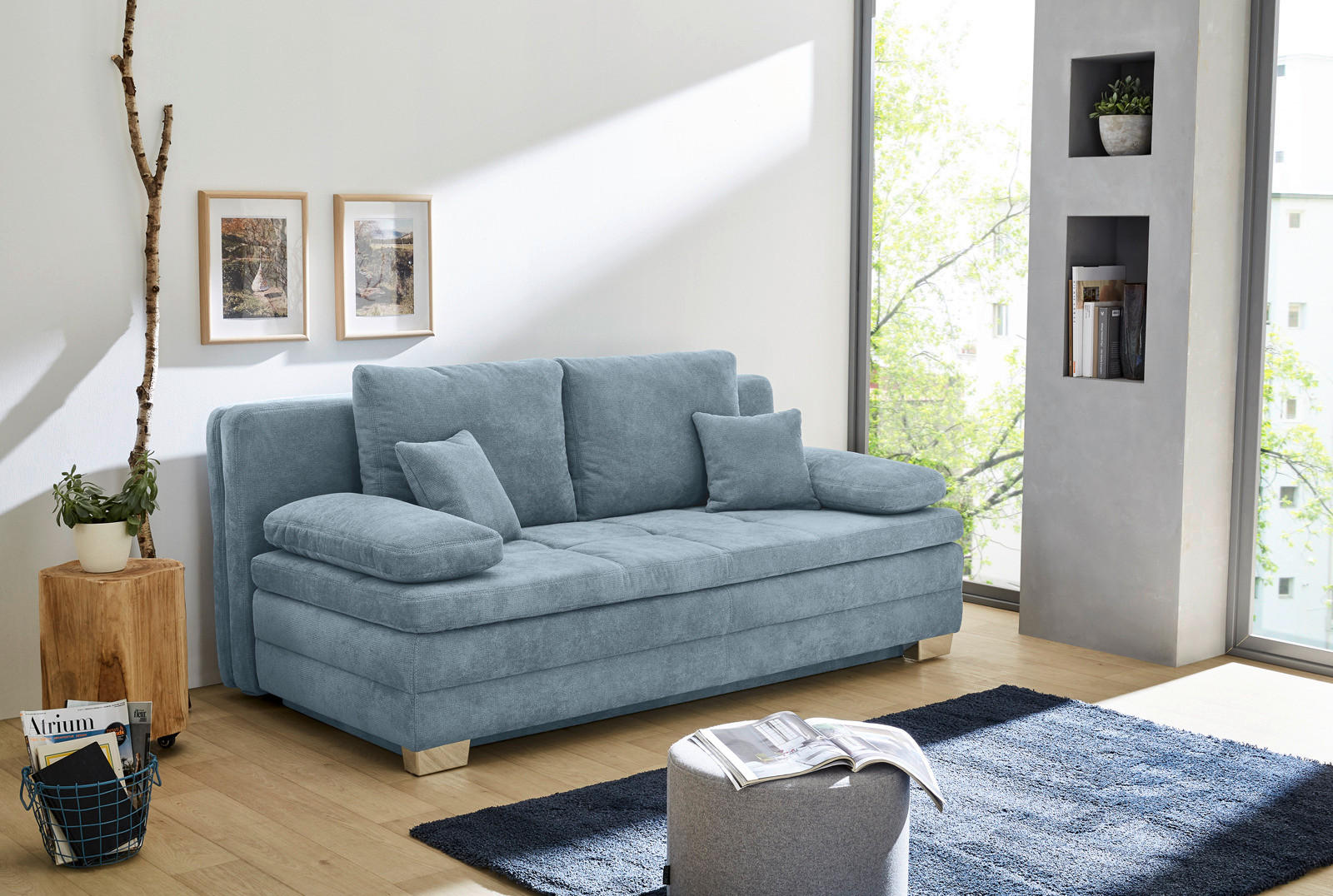Dauerschlafsofa  aqua blau B/H/T: ca. 203x85x106 cm Lindau_Dauerschlafsofa - blau/aqua (203,00/85,00/106,00cm)