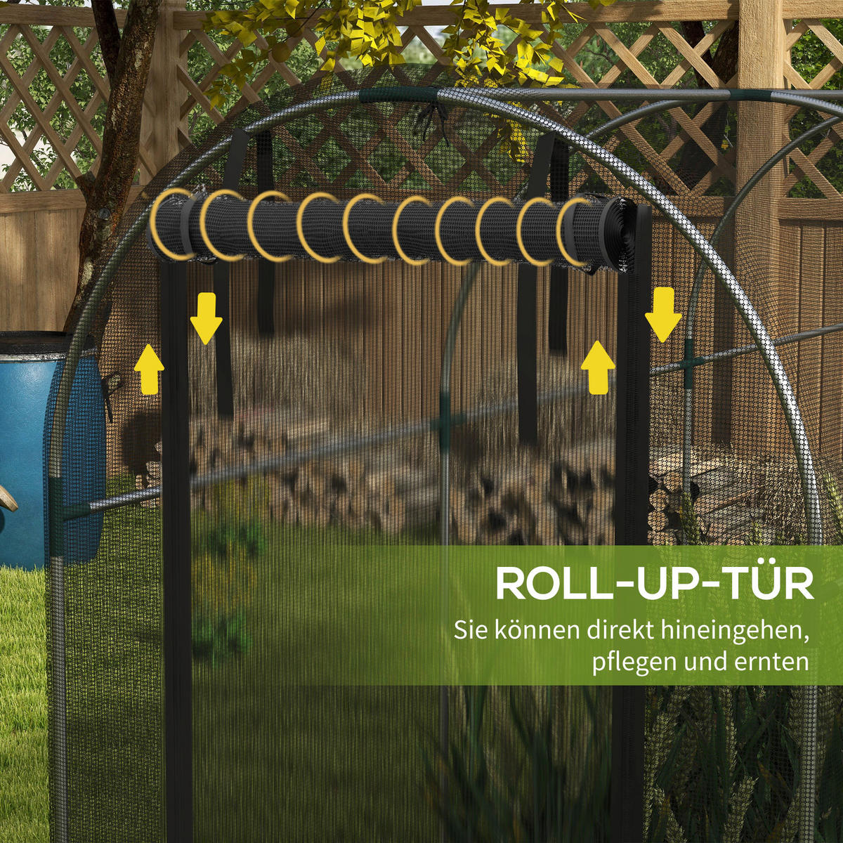 Outsunny Tier-Zubehör schwarz Edelstahl B/H/L: ca. 360x120x188 cm Vogelschutznetz - schwarz (188,00/360,00/120,00cm) - Outsunny