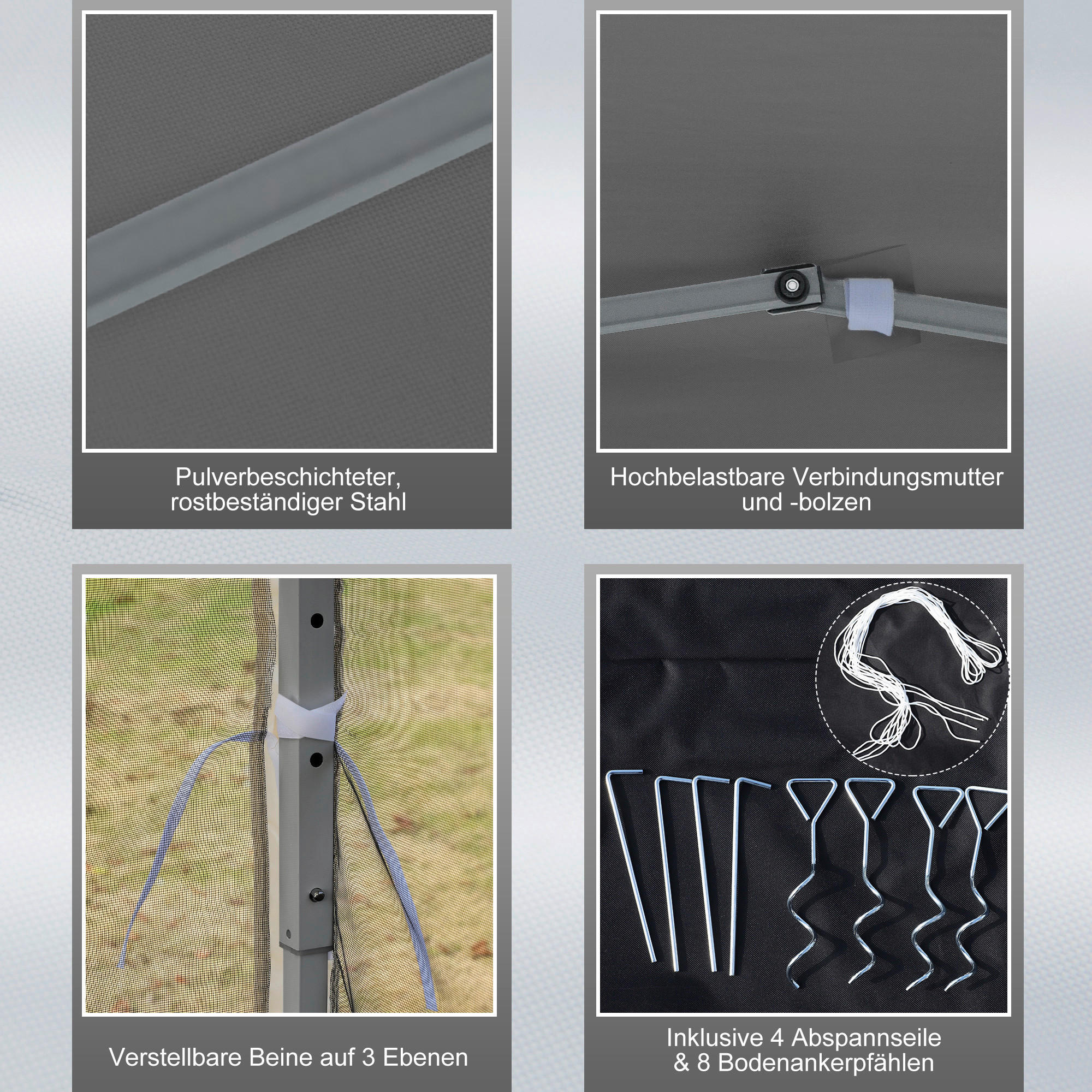 Thumbnail - Outsunny Pavillon schwarz Metall B/H/L: ca. 295x260x295 cm