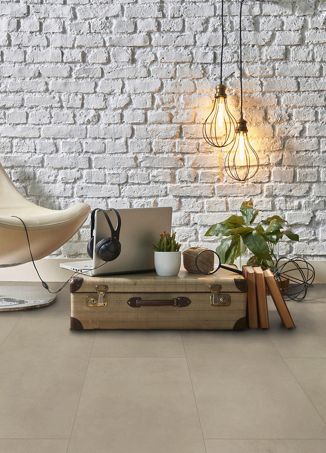 Click-Vinylboden Eiche beige ca. 2,373 m² im Paket  B/L: ca. 31x63,8 cm pro Paket Eiche beige ca. 2,373 m² im Paket - braun (31,00/63,80cm)