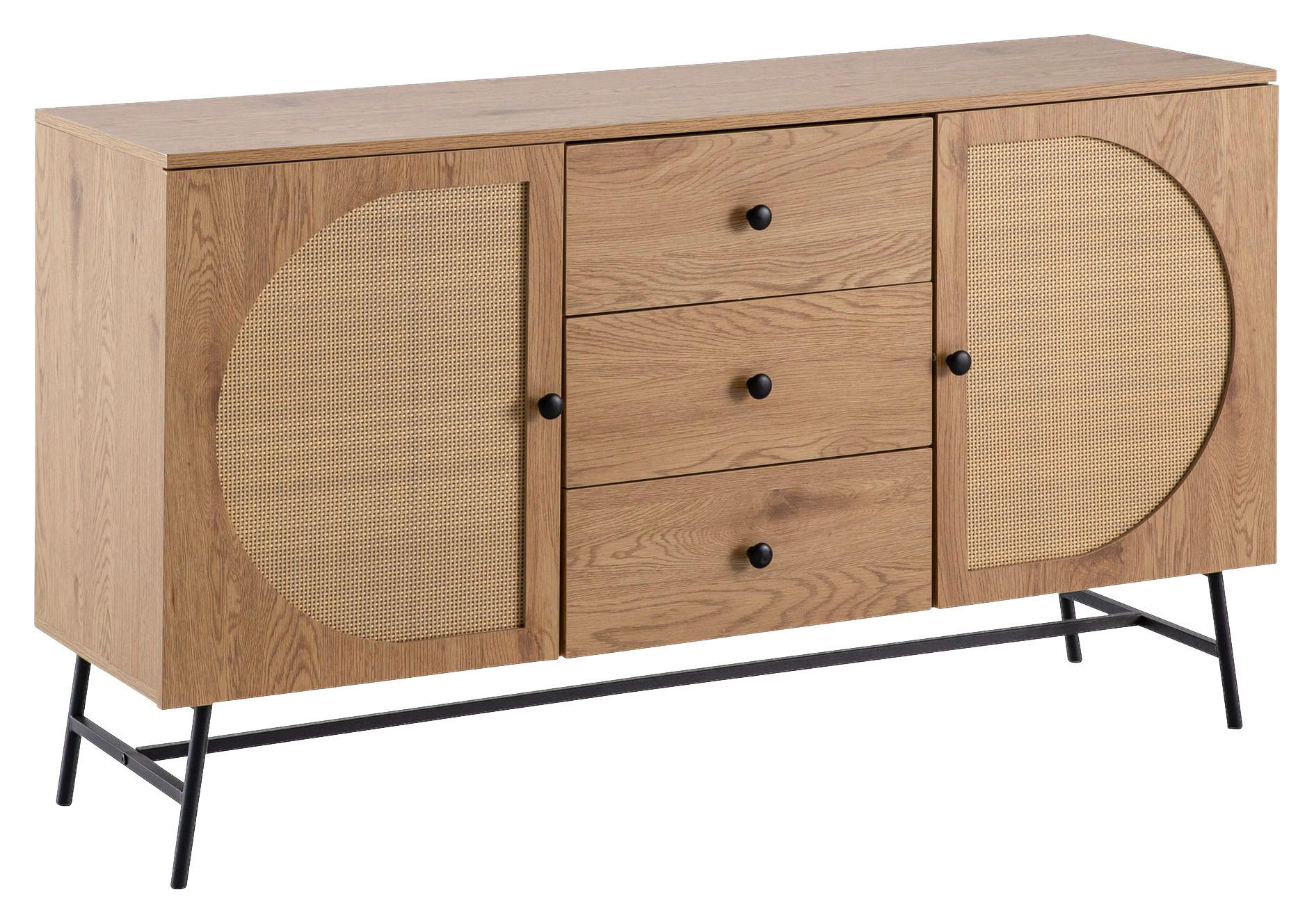 Sideboard natur Eiche Optik B/H/T: ca. 140x80x40 cm Sideboard - natur (140,00/80,00/40,00cm) - Wohnling