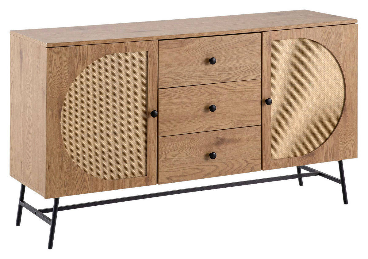 Sideboard natur Eiche Optik B/H/T: ca. 140x80x40 cm Sideboard - natur (140,00/80,00/40,00cm) - Wohnling