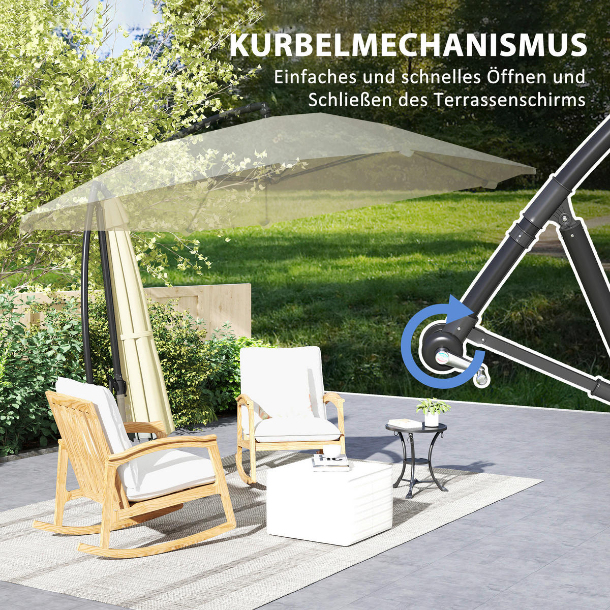 Outsunny Ampelschirm beige Polyester B/H/L: ca. 260x245x304 cm Ampelschirm - beige (304,00/260,00/245,00cm) - Outsunny