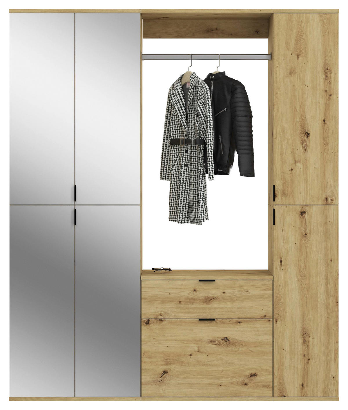 Garderobe PROJEKT Eiche Artisan Nachbildung Spiegel B/H/T: ca. 152x193x34 cm PROJEKT - Eiche (152,00/193,00/34,00cm) - xonox.home