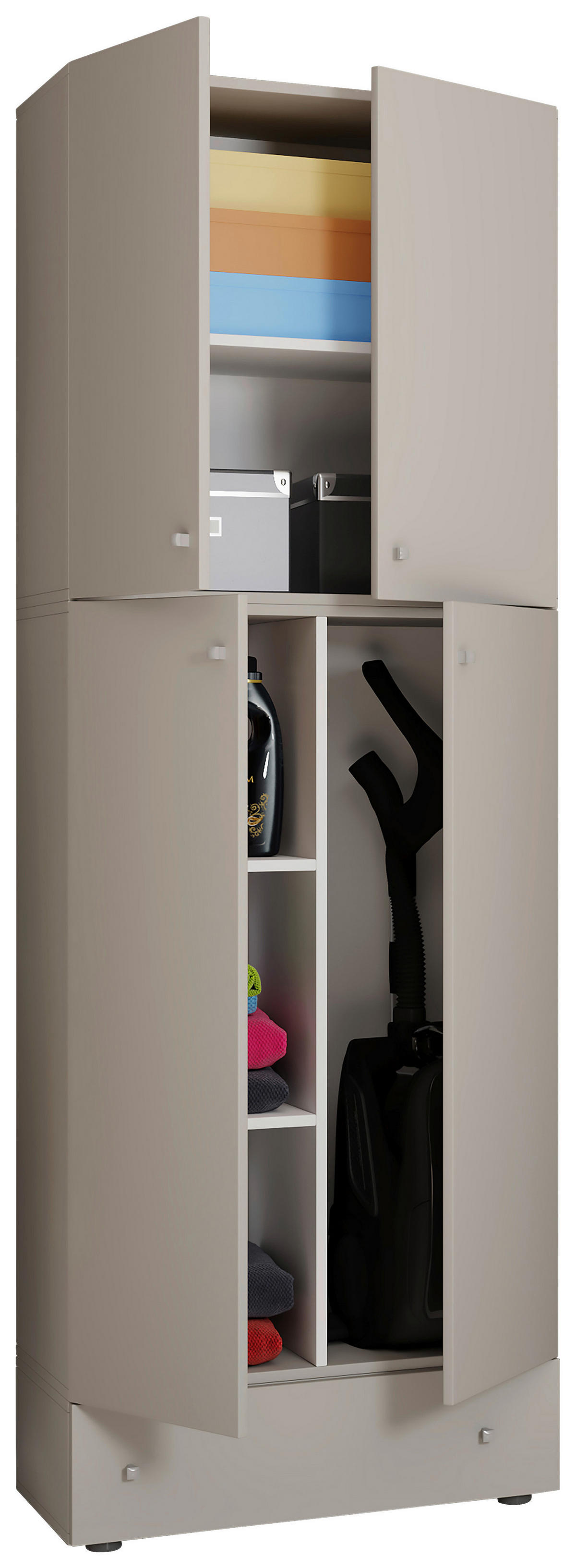 Putzschrank Lona grau weiß B/H/T: ca. 70x200x39 cm Lona - weiß/grau (70,00/200,00/39,00cm) - VCM Möbel