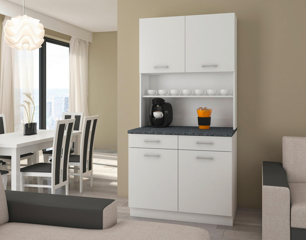 Stolarz-Lempert Küchenbuffet Maria weiß matt B/H/T: ca. 100x200x60 cm Maria - weiß/Graphit (100,00/200,00/60,00cm) - Stolarz-Lempert