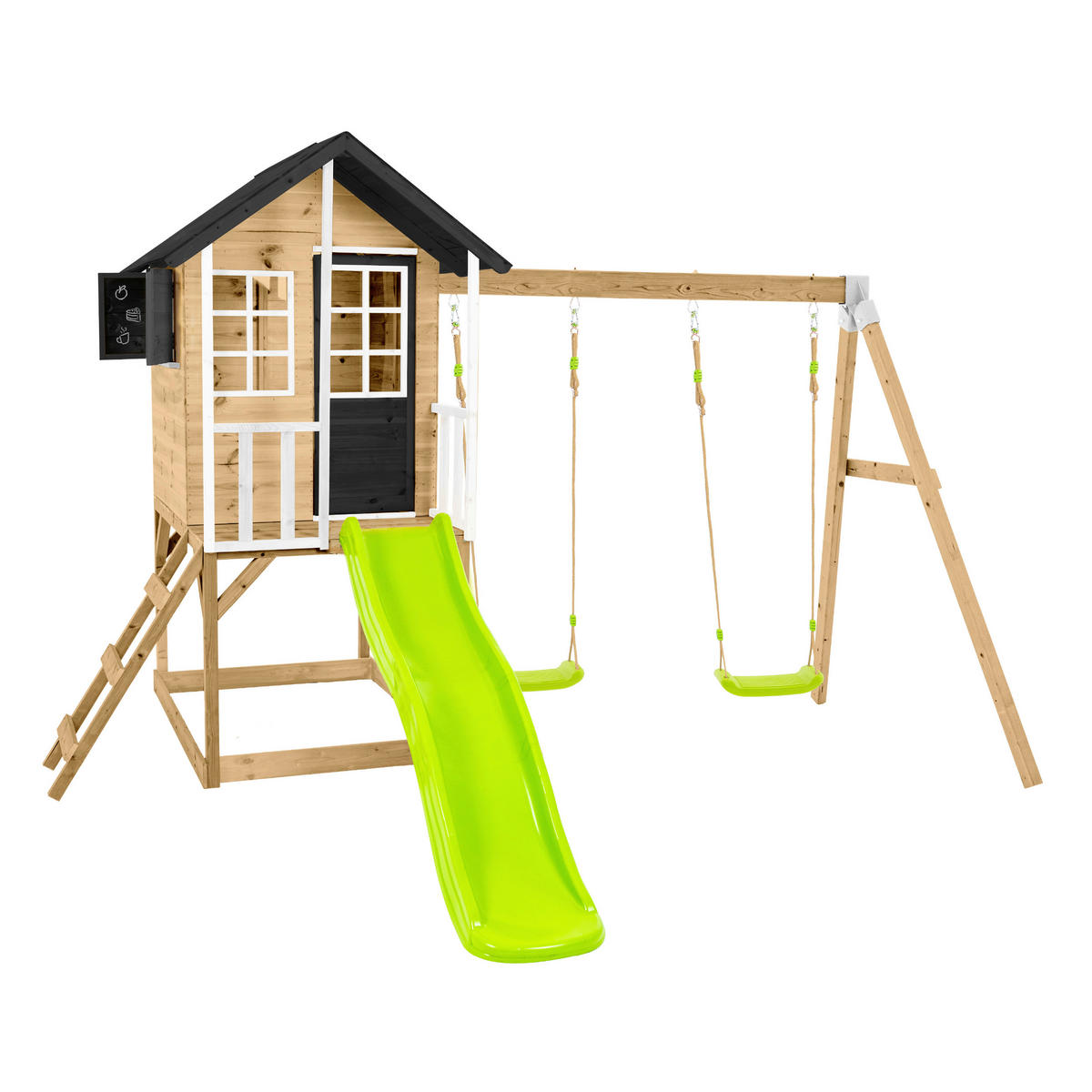 Zwerkules Spielhaus Holli natur B/H/L: ca. 370x224x352 cm Holli - weiß/natur (352,00/370,00/224,00cm) - Zwerkules