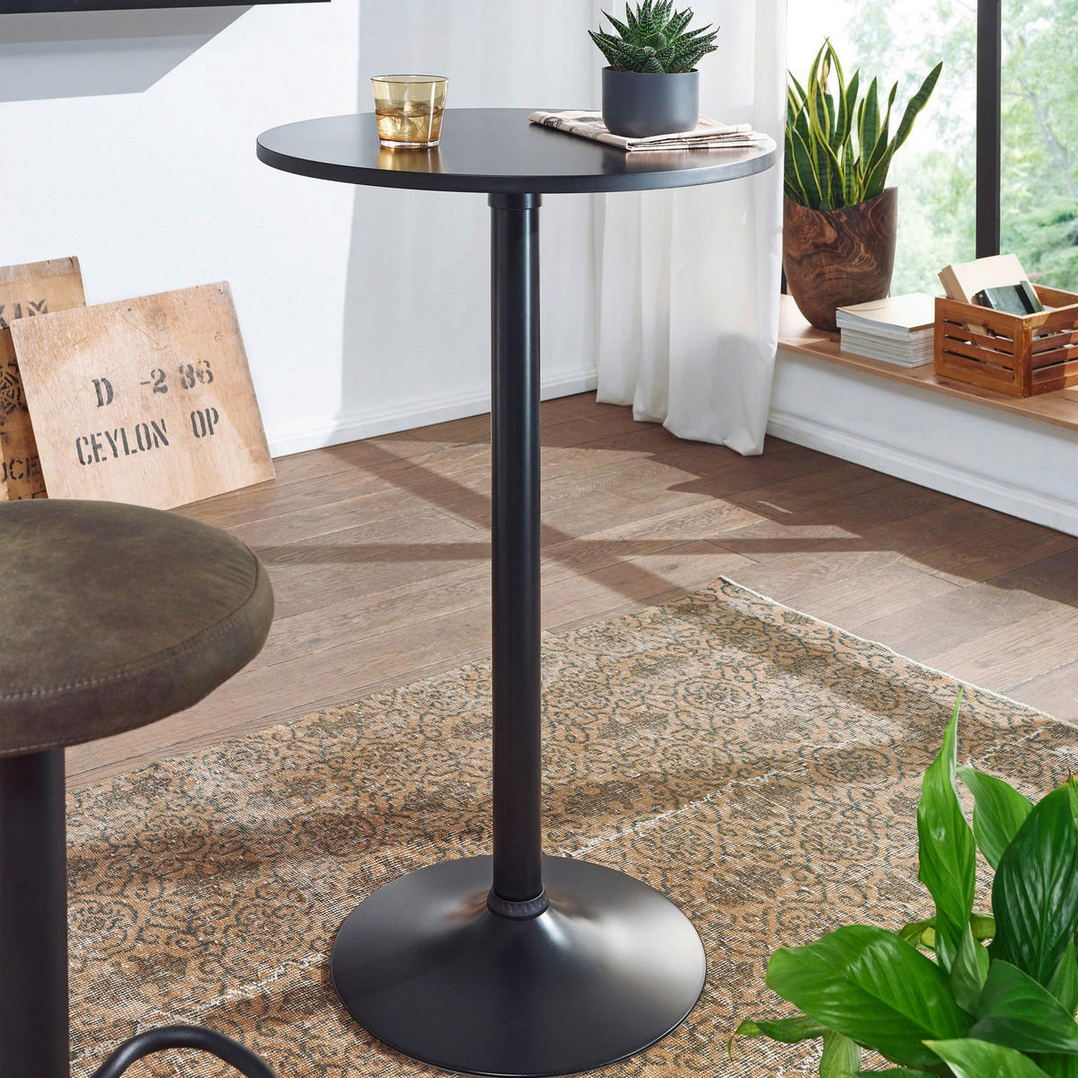Tisch schwarz MDF Stehtisch - schwarz - Wohnling