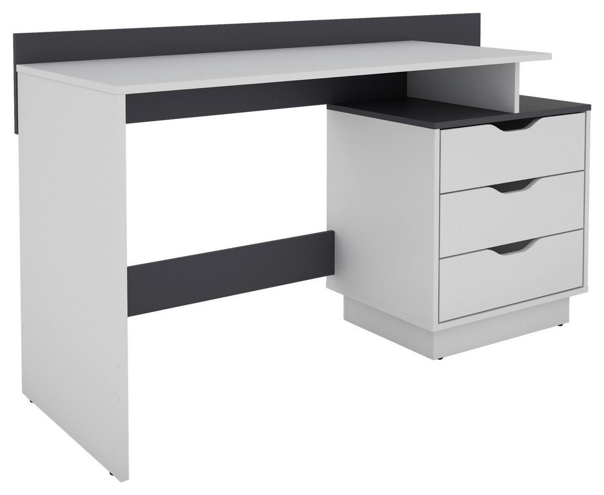 Schreibtisch BELFAST weiß anthrazit B/H/T: ca. 138x83,5x51,5 cm BELFAST - weiß/anthrazit (138,00/83,50/51,50cm) - byLIVING