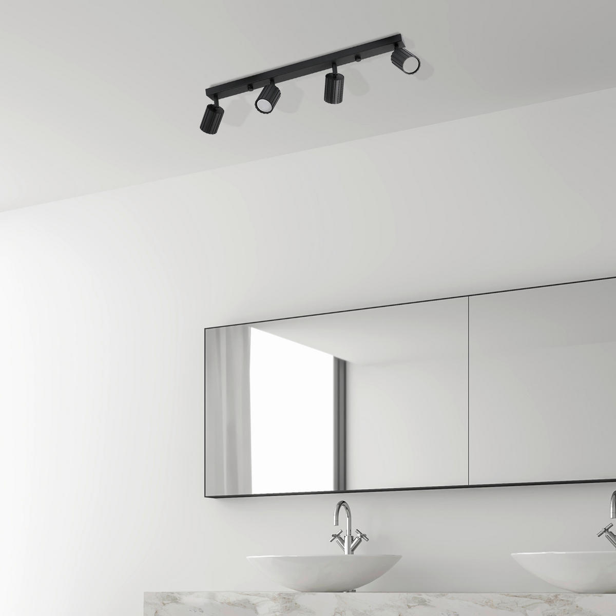 Lamkur Strahler schwarz Stahl B/H/L: ca. 6,5x16,5x81 cm 4 Brennstellen Prisma - schwarz (81,00/6,50/16,50cm) - Lamkur