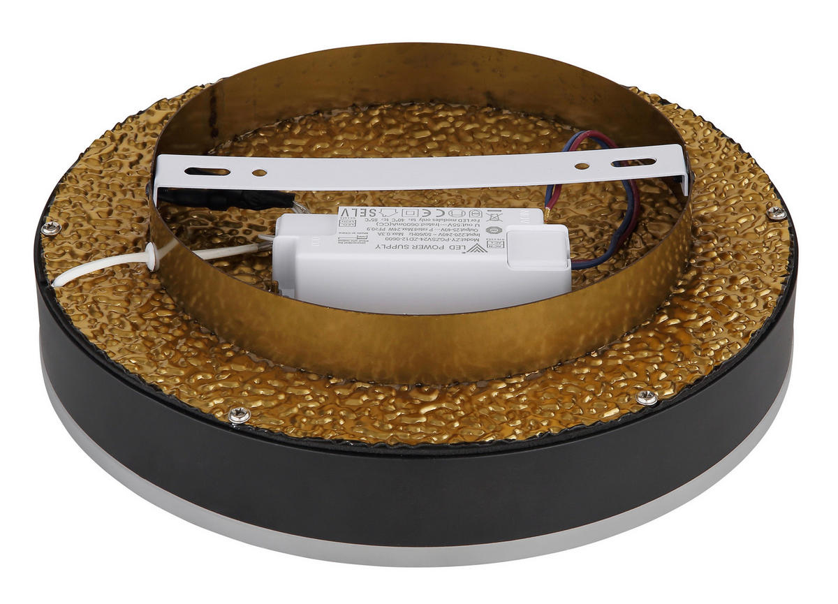 GLOBO LED-Deckenleuchte 48460-24 Hedi Opal gold schwarz weiß Metall Acryl Silikon H/D: ca. 7,5x30 cm 1 Brennstellen Hedi - gold/weiß (30,00/7,50cm) - GLOBO