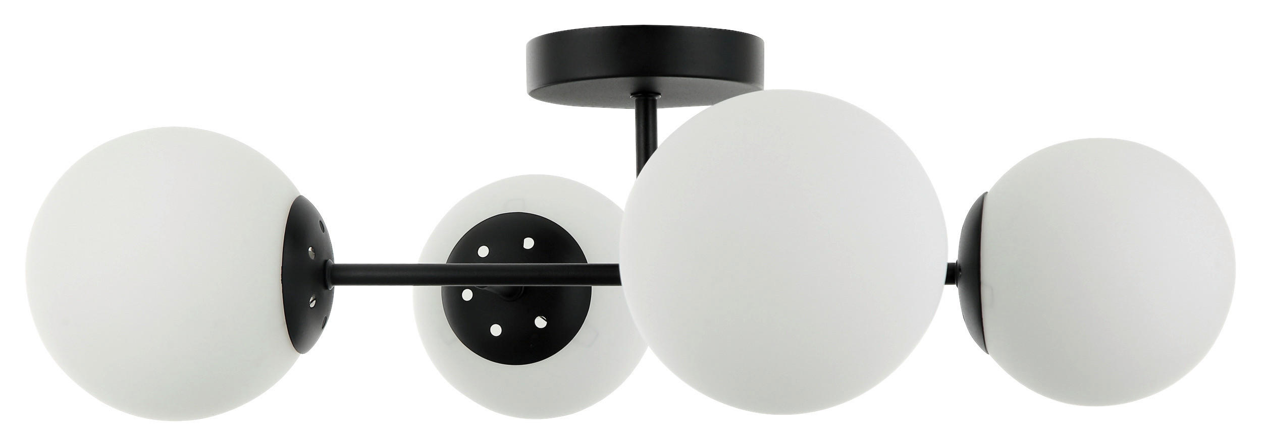 Lamkur Deckenleuchte schwarz Glas Stahl B/H/L: ca. 19x44x61 cm E14 4 Brennstellen Maddie - schwarz (61,00/19,00/44,00cm) - Lamkur