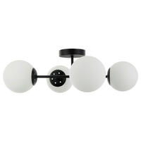 Lamkur Deckenleuchte schwarz Glas Stahl B/H/L: ca. 19x44x61 cm E14 4 Brennstellen Maddie - schwarz (61,00/19,00/44,00cm) - Lamkur