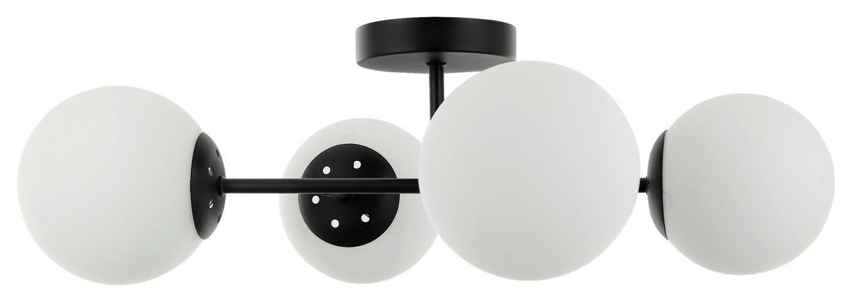 Lamkur Deckenleuchte schwarz Glas Stahl B/H/L: ca. 19x44x61 cm E14 4 Brennstellen Maddie - schwarz (61,00/19,00/44,00cm) - Lamkur