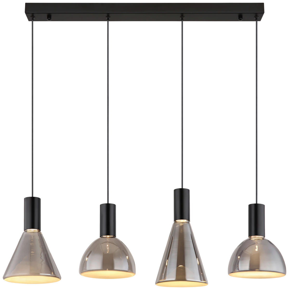 GLOBO LED-Pendelleuchte mattschwarz Rauch Metall Glas B/H/T: ca. 17x150x87 cm LABORA - Rauch/mattschwarz (17,00/150,00/87,00cm) - GLOBO
