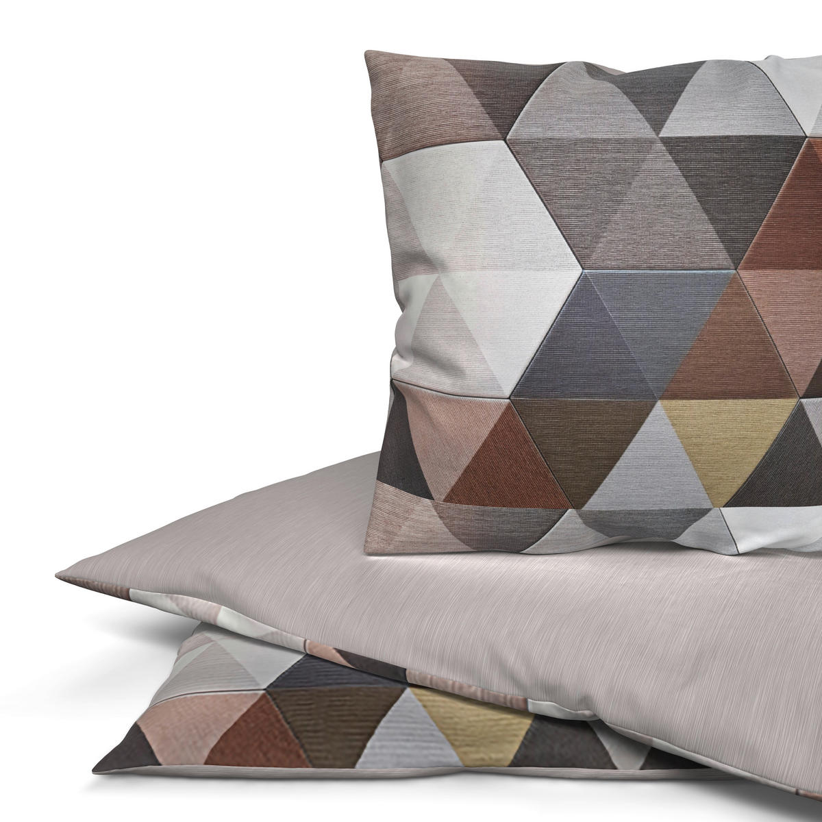 Baumwoll Wende Bettwäsche Wendebettwäsche_Baumwolle_Cubus-3 - braun/grau (135,00/200,00cm)