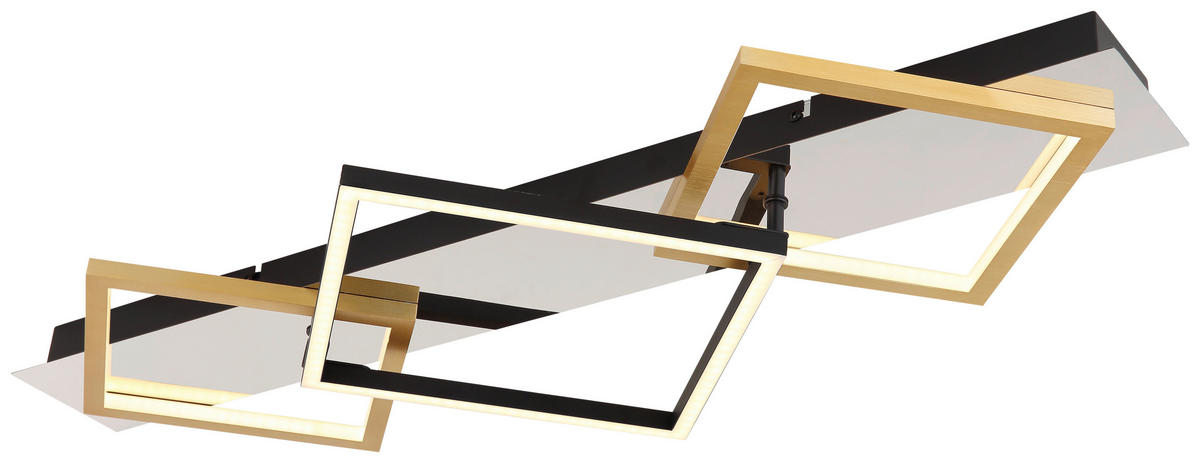 GLOBO LED-Deckenleuchte 67847-32 mattschwarz gold Chrom Kunststoff Aluminium Metall B/H/T: ca. 35,5x7x78 cm LESINA - gold/mattschwarz (35,50/7,00/78,00cm) - GLOBO