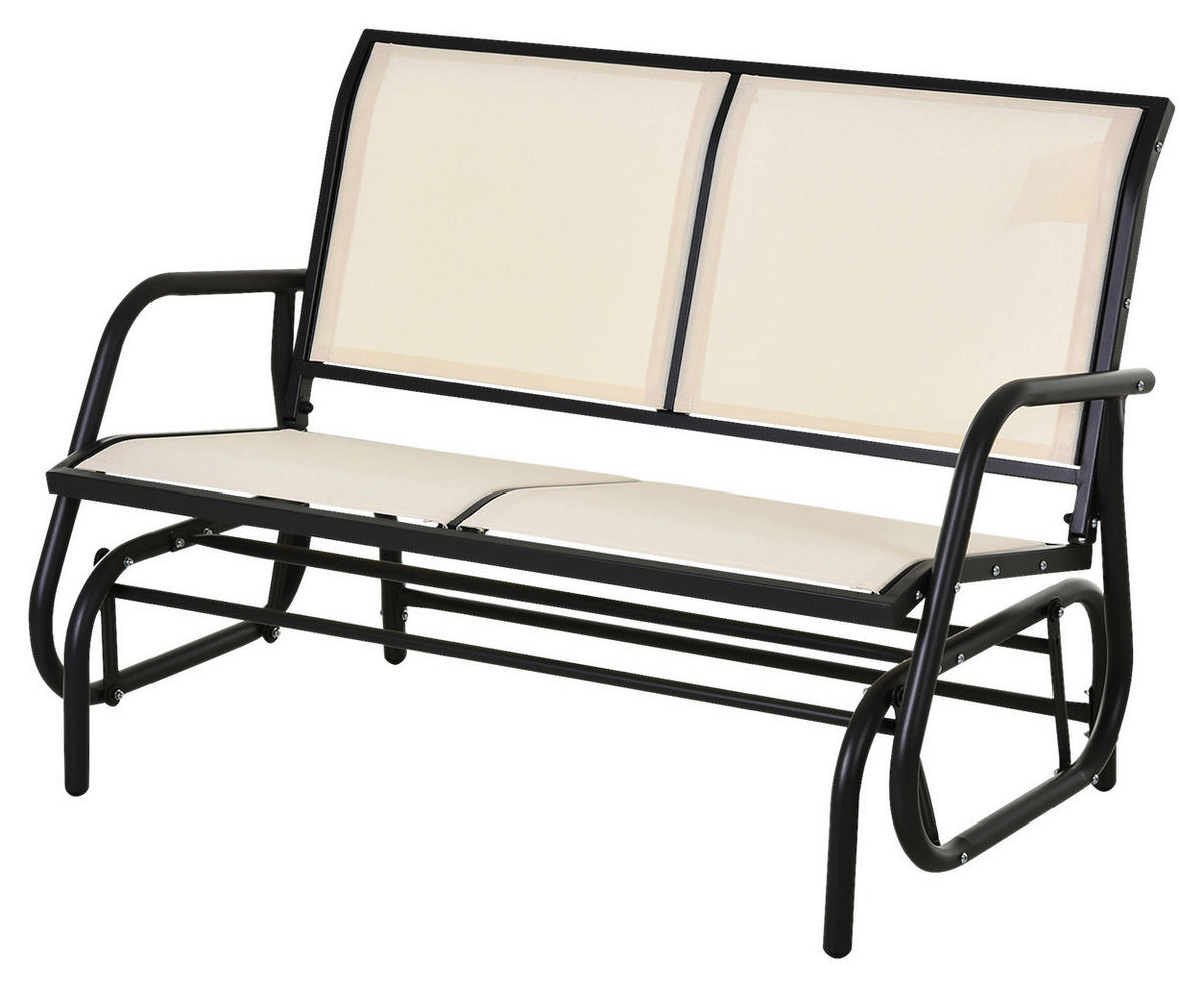 Outsunny Sitzbank schwarz Metall B/H/L: ca. 70x85x120 cm Sitzbank - beige/schwarz (120,00/70,00/85,00cm) - Outsunny