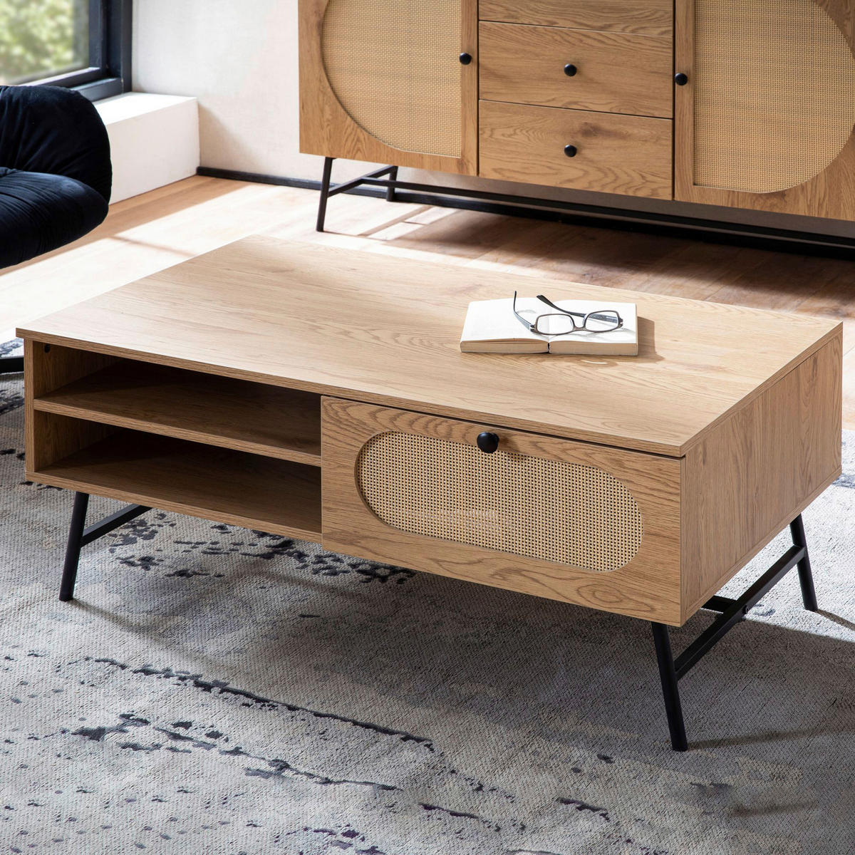 Couchtisch Eiche Nachbildung B/H/T: ca. 100x45x60 cm Couchtisch - Eiche (100,00/45,00/60,00cm) - Wohnling