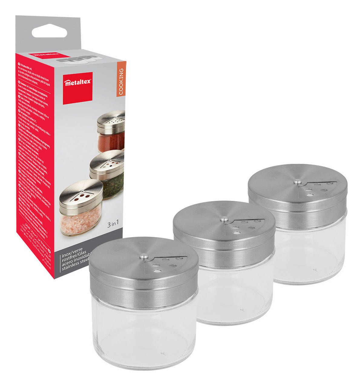 Metaltex Gewürzstreuerset Inox silber Edelstahl H/D: ca. 6x6 cm Inox - klar/silber (6,00/6,00cm) - Metaltex