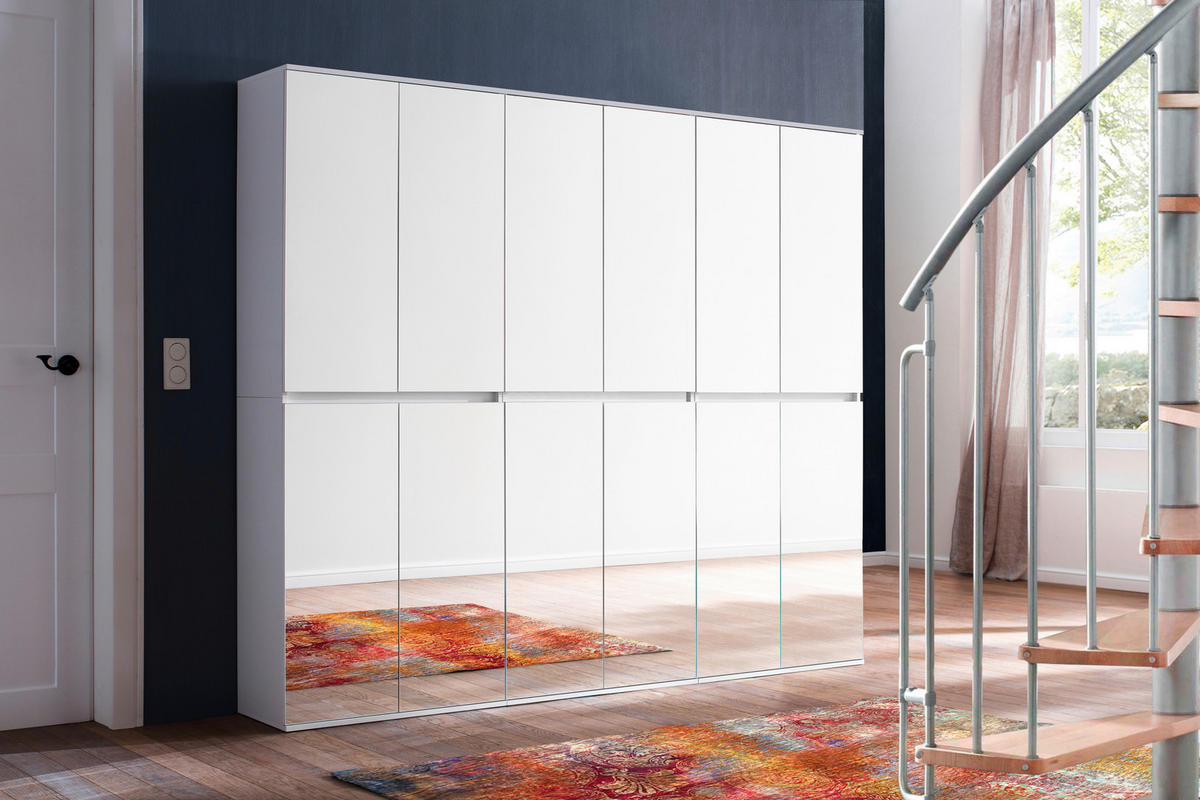 Garderobenschrank Mirror weiß B/H/T: ca. 222x191x34 cm Mirror - weiß (222,00/191,00/34,00cm) - Trendteam