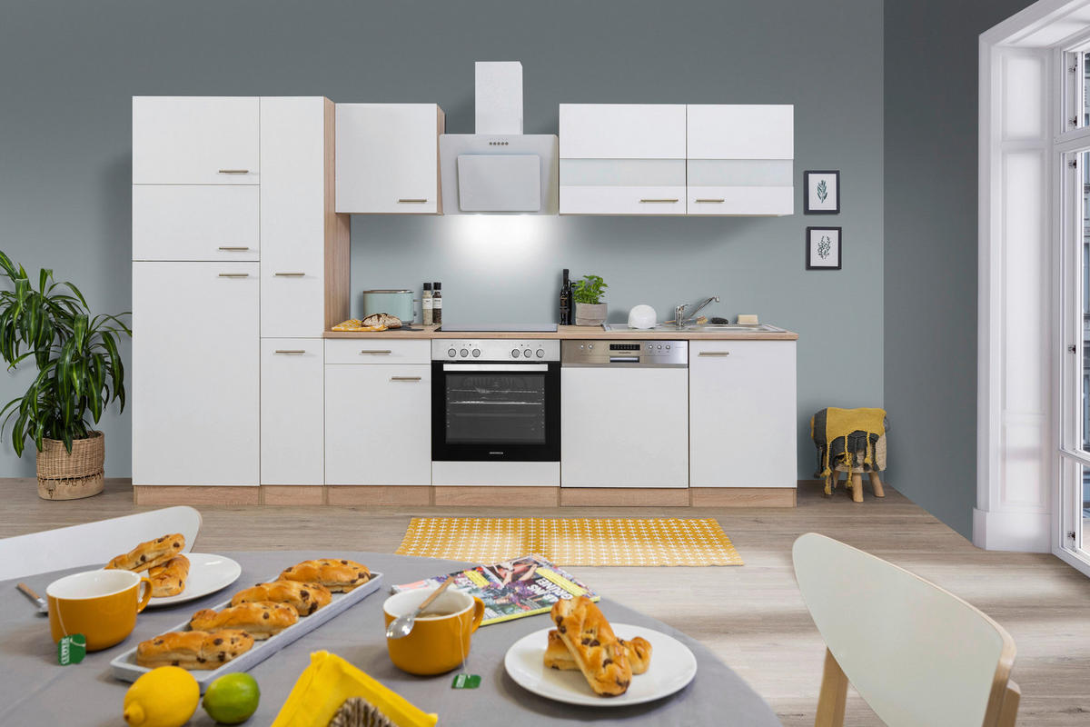 Respekta Küchenblock Economy weiß matt B/H/T: ca. 310x200x60 cm Economy - Eiche/weiß (310,00/200,00/60,00cm) - Respekta